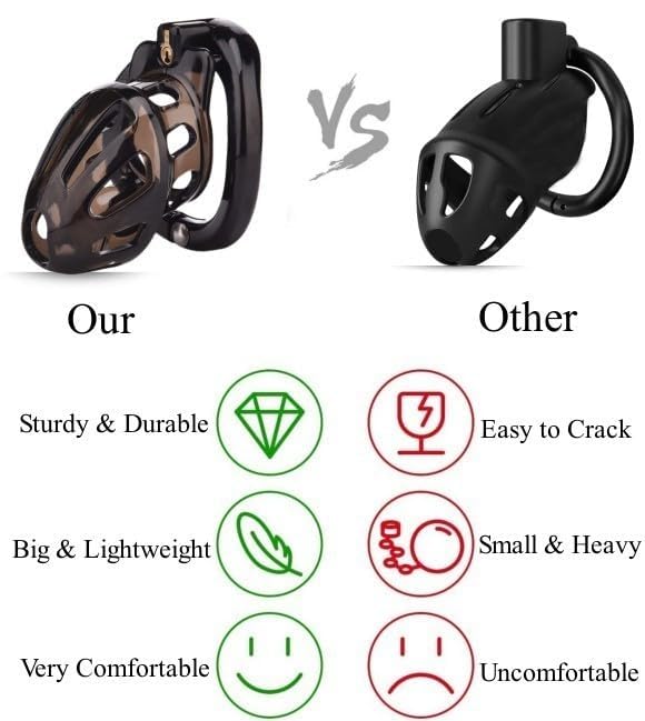Afromia Lightweight Male Chastity Cage Device with 4 Adjustable Rings - Comfortable Cock Cage for Penis Exercise & BDSM Play | Includes 2 Keys & Secure Mortice Lock (Black) | Perfect for Couples Bonding, Male Chastity Training & Submissive Play