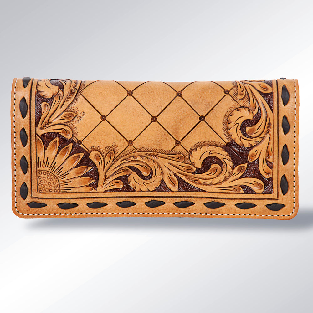 American Darling ADBG495 Genuine Leather Women's Western Wallet Handbag - Hand Tooled Cowhide Purse for Everyday Use, Country Outings & Rodeo Events