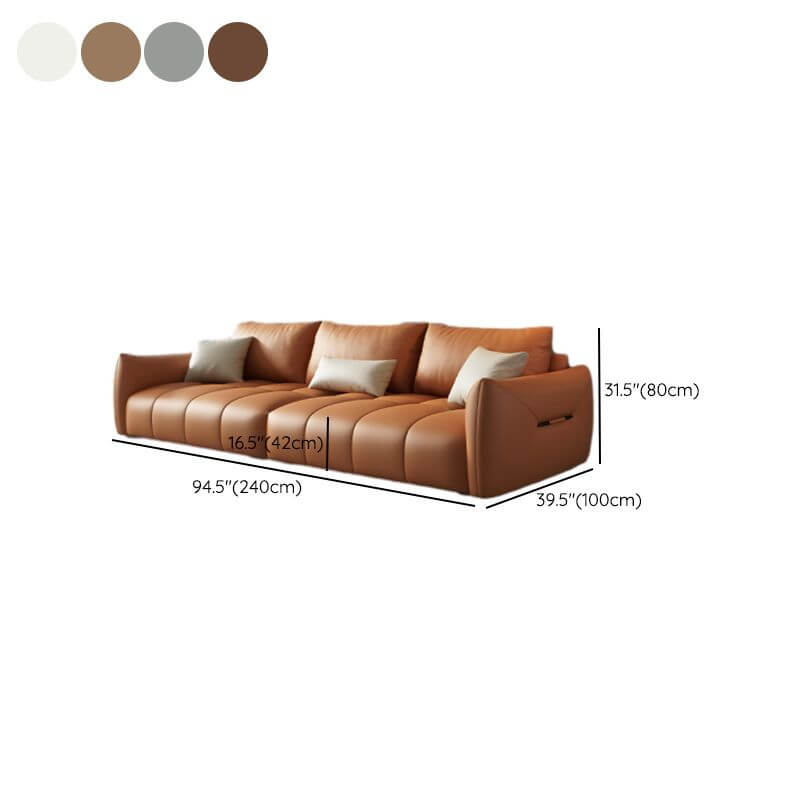 Minimalist Pine Off White Grey Peony Floor Sofa 3 Seater with Wide Pillow Back & Square Arm - Modern Living Room Furniture for Small Spaces, Lounge, Reading Nook & Cozy Home Decor