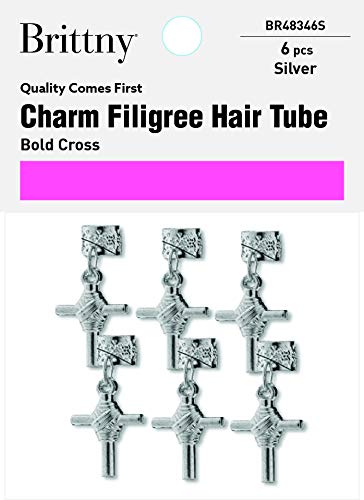 Brittny Hair Accessories - 3 Pack Bold Cross Pendant Tubes for Women | Fashion Hair Clips, Barrettes & Hair Jewelry | Perfect for Parties, Weddings & Everyday Style