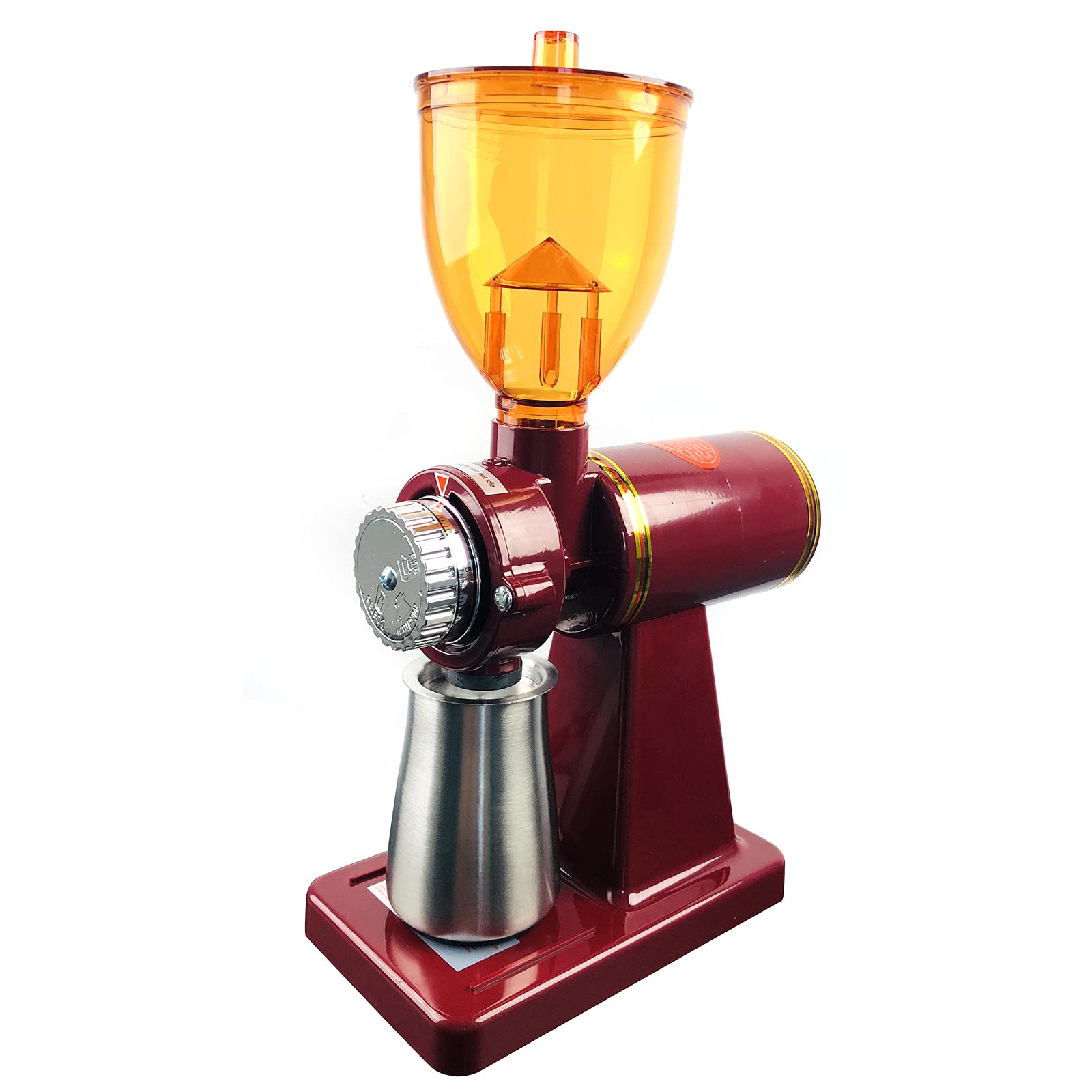 Premium Electric Coffee Grinder 1L Commercial & Home Use - Automatic Burr Mill for Coffee Beans, Nuts & Spices with Stainless Steel Blades, 8 Adjustable Settings, 110V 180W (Red) - Perfect for Cafés, Restaurants & Home Baristas
