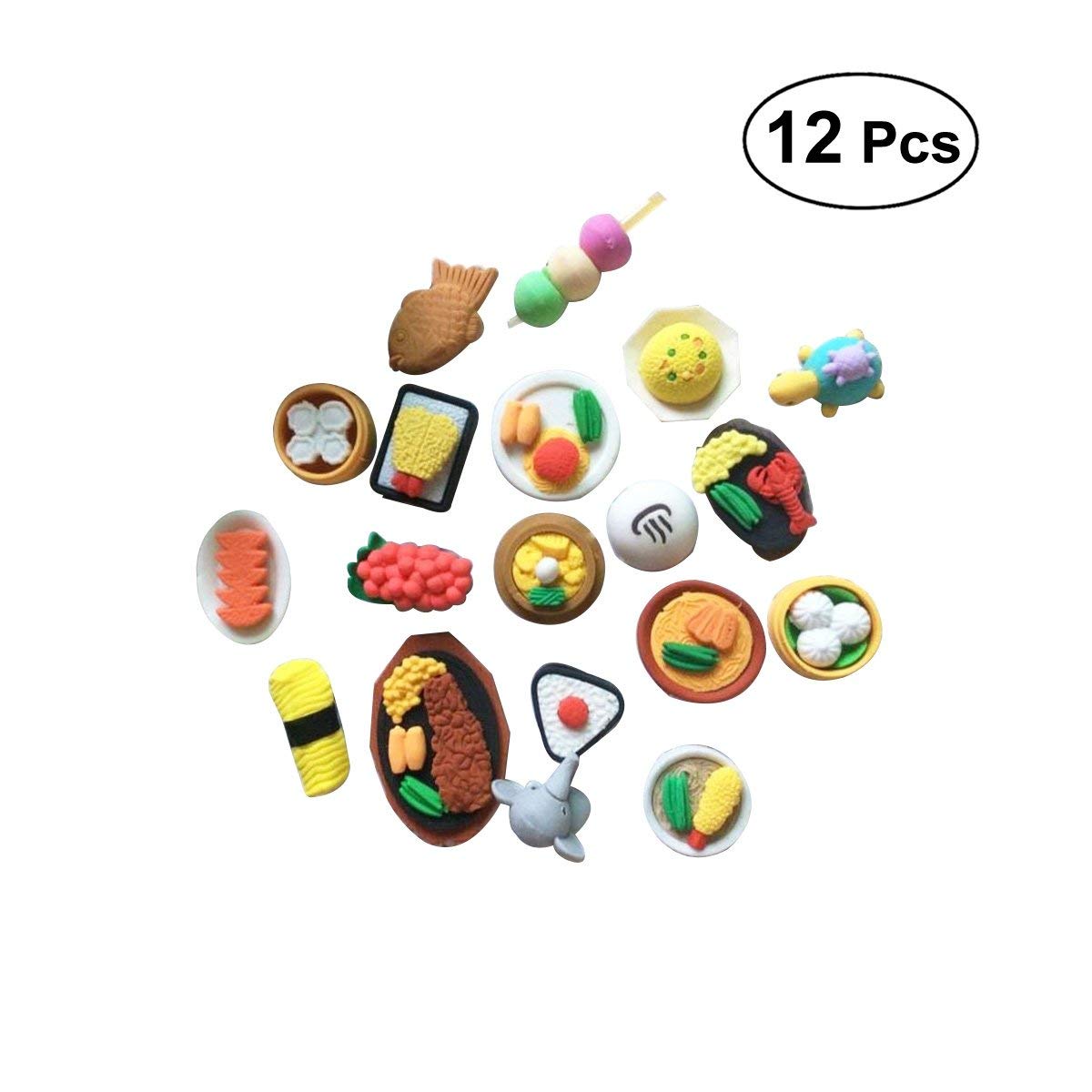 TOYMYTOY 12 Pack Mini Food Erasers - Cute Desert & Drink Shaped Pencil Erasers for Kids, Fun School & Office Stationery Supplies - Perfect for Classroom, Homework, Art Projects & Gifts