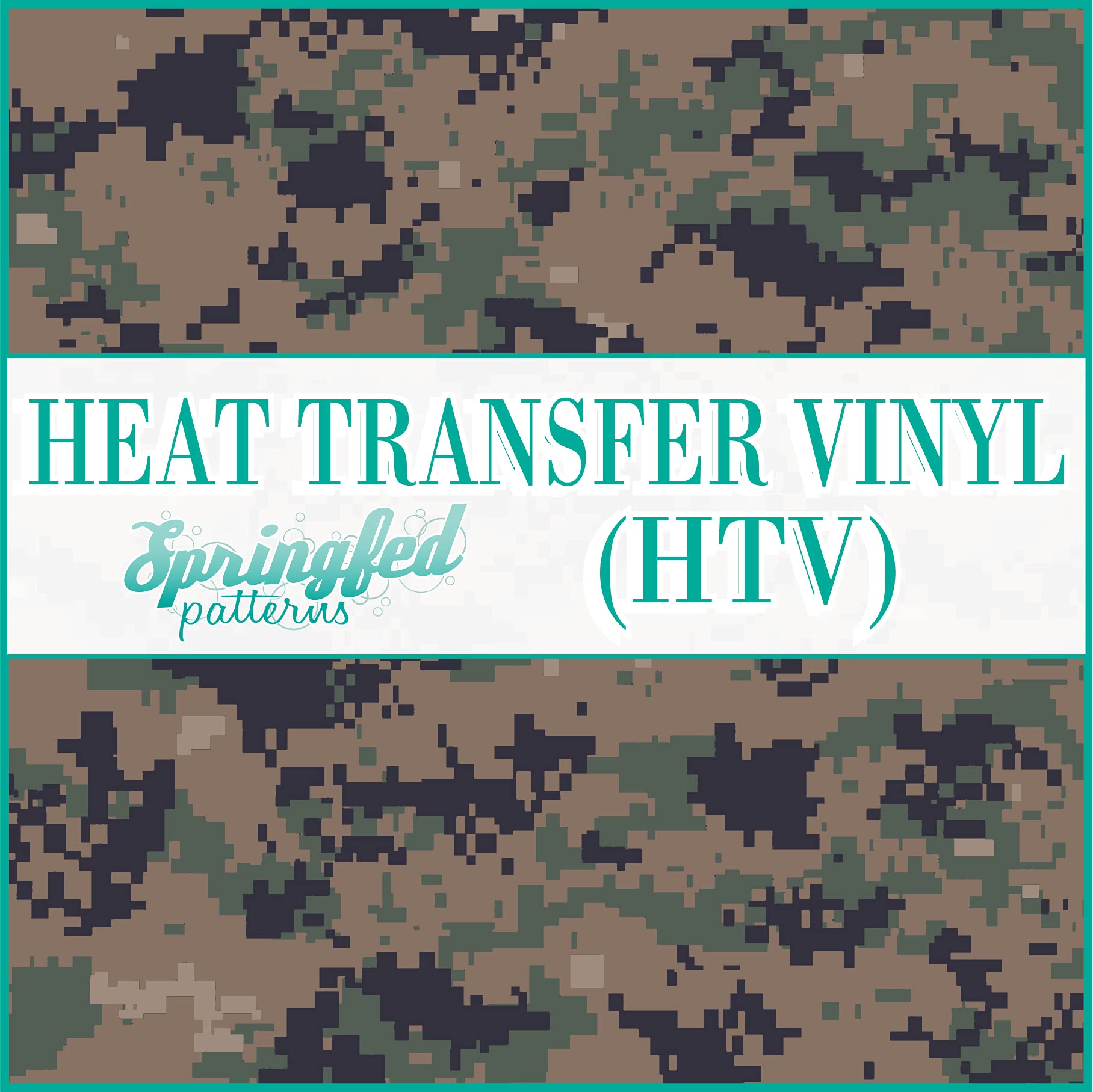 Digital Army CAMO Pattern HTV Heat Transfer Vinyl 12x14 Inch Sheet - Urban Camouflage Vinyl for Cutting Machines - Perfect for DIY T-Shirts, Hats & Military-Themed Crafts