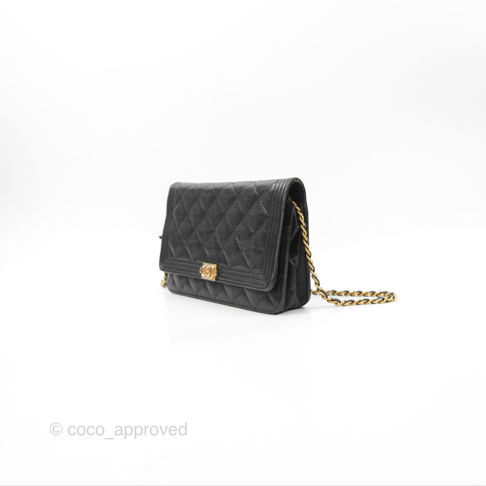 Chanel Boy Wallet on Chain WOC Black Caviar Gold Hardware - Luxury Crossbody Bag for Women, Perfect for Evening Events & Daily Use