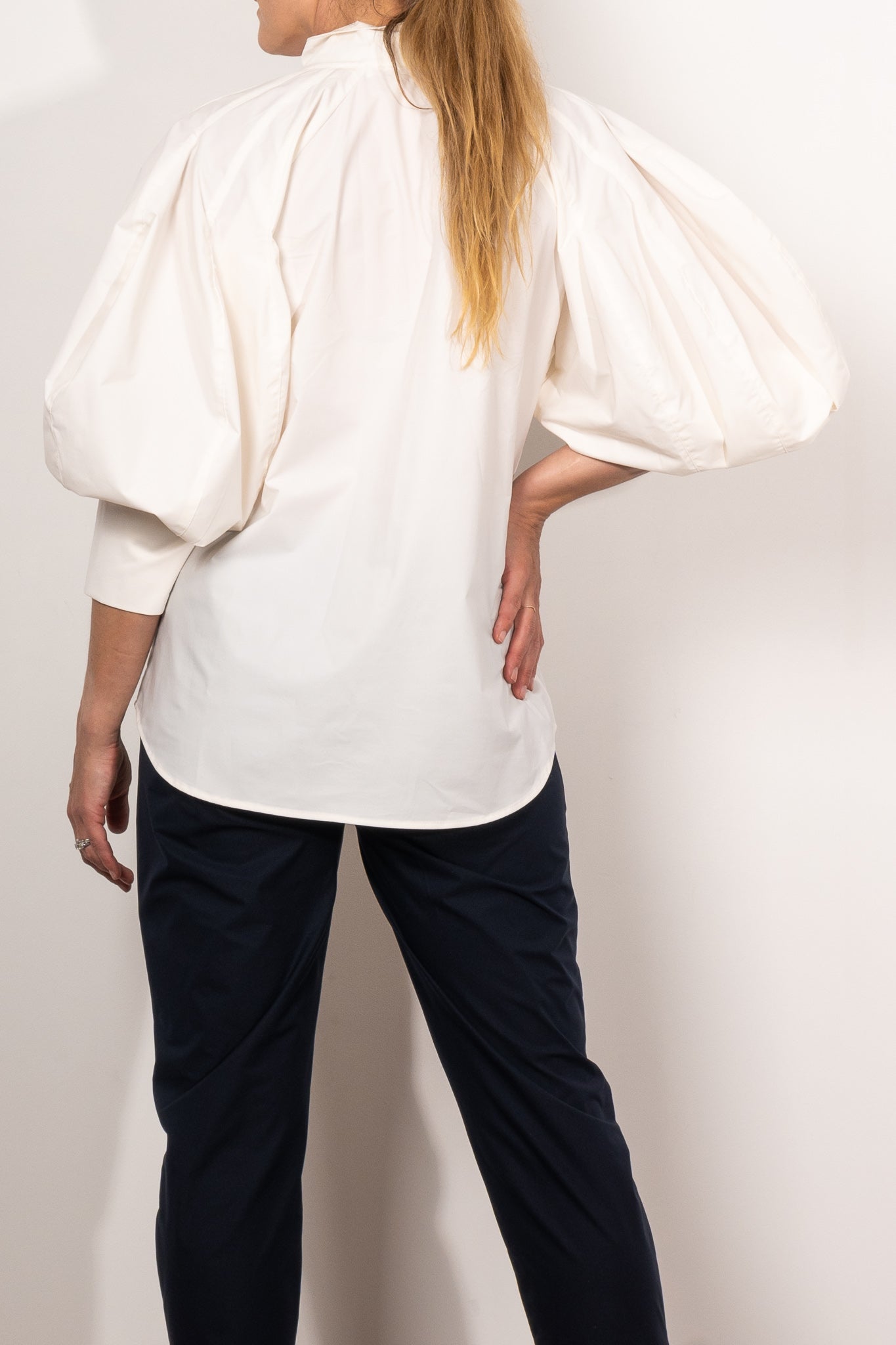 Mela Purdie Balloon Blouse Powder Weave - Elegant Women's Puff Sleeve Blouse for Office, Party & Special Occasions