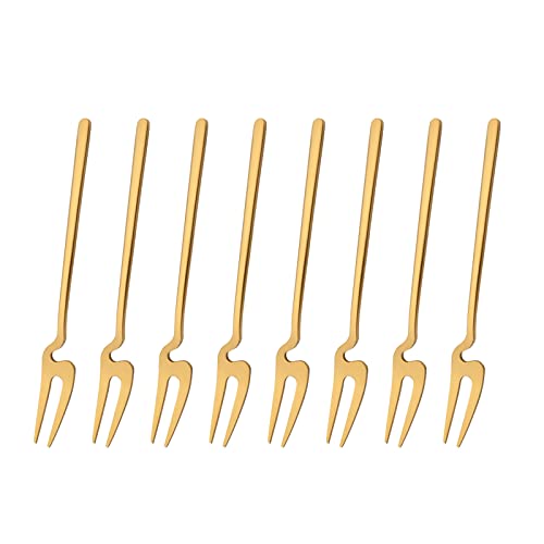 8Pcs Fruit Fork-Gold