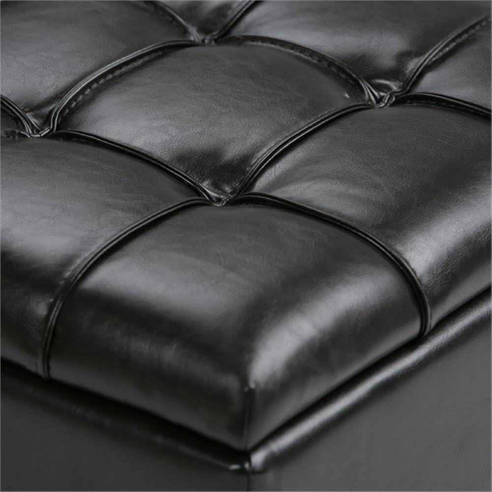 3 in 1 Leather Storage Ottoman Bench with Lift Top - Large Hidden Storage Footrest & Hassock - Dark Brown Queen Size End of Bed Bench for Blankets & Bedding - Perfect for Living Room, Bedroom & Home Organization
