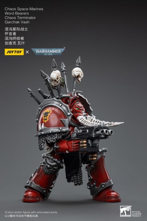 Warhammer 40k Chaos Space Marines Word Bearers Chaos Terminator Garchak Vash 1/18 Scale Miniature - Dark Sci-Fi Wargaming Figure for Tabletop Battles & Collectors