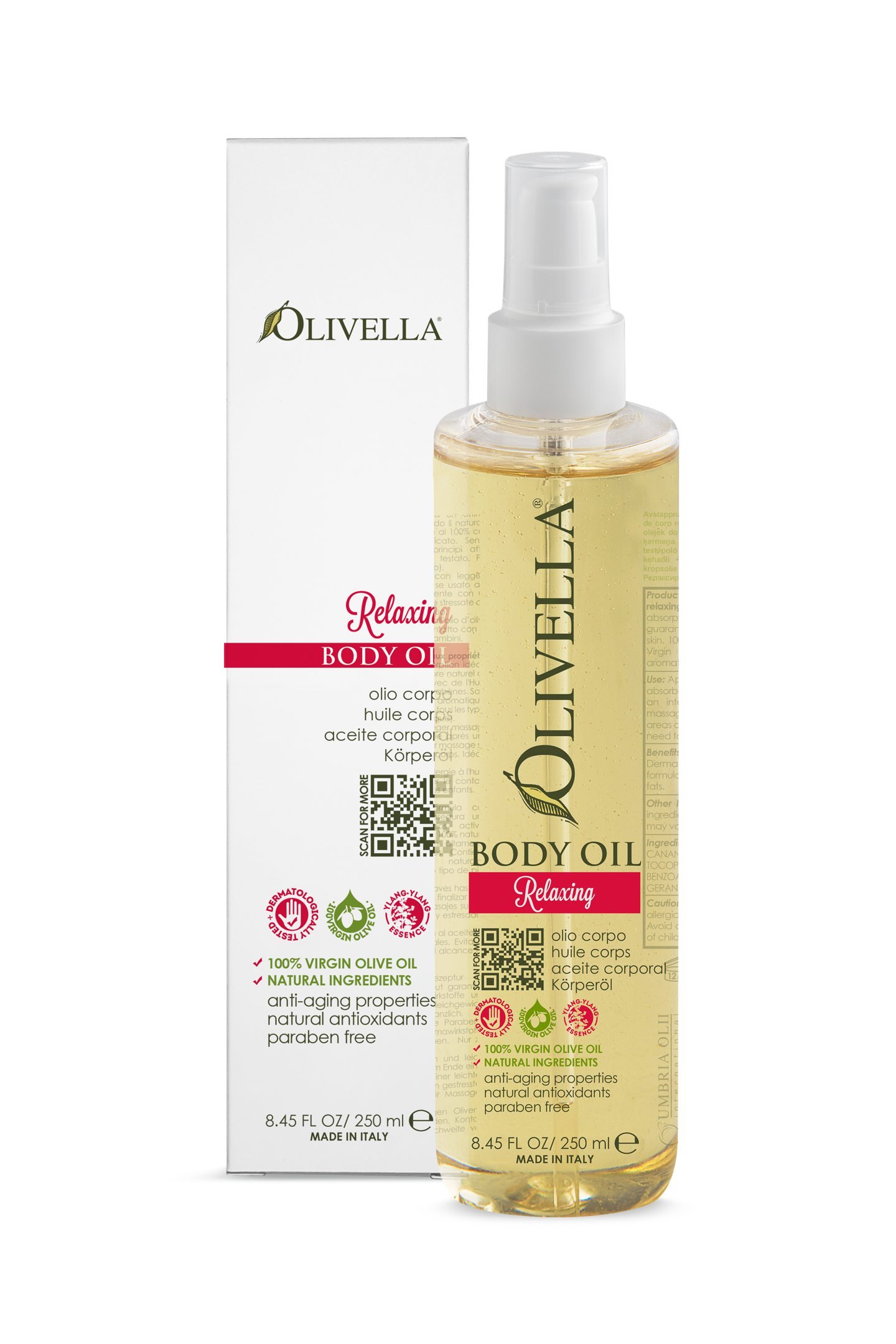Olivella Relaxing Body Oil Spray - 8.45 oz | Moisturizing & Aromatherapy for Stress Relief | Perfect for Massage, Yoga & Self-Care Routines