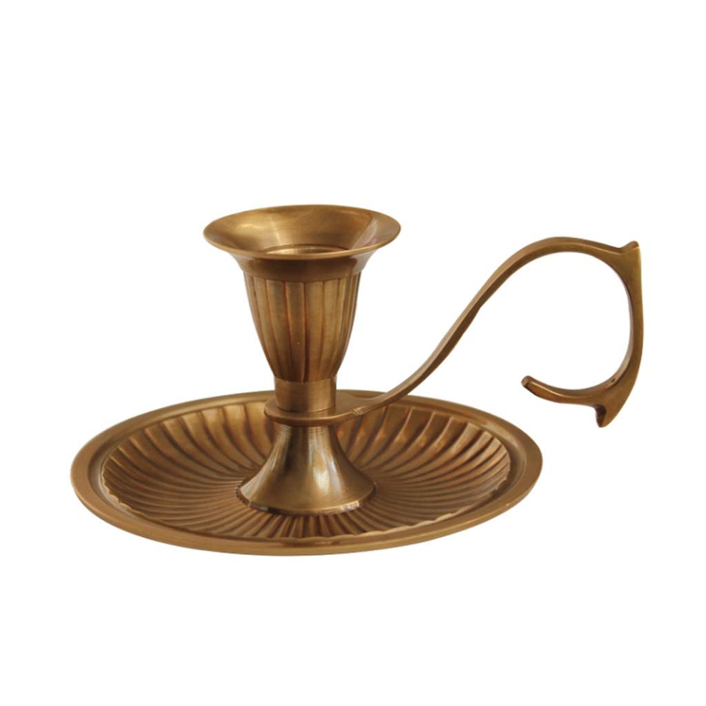 Vintage Brass Candle Holder - Elegant Taper Candelabra for Christmas, Weddings & Romantic Dinners - Gold Retro Candle Stand for Table Centerpiece Decor