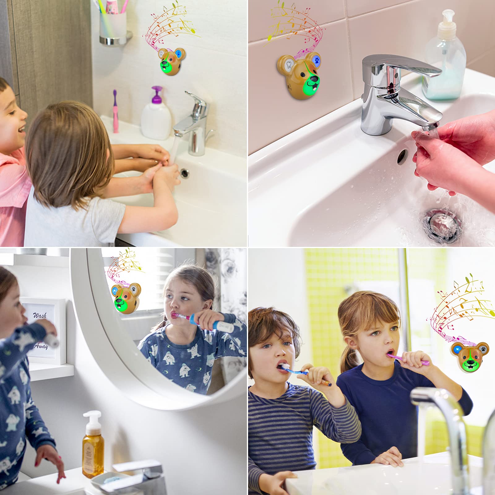 LUXSWAY Cute Animal Toothbrush Timer with Music & Volume Control - 2-Minute Brushing & 20-Second Handwashing Training for Kids - Rechargeable LED Visual Timer (Dog Design) - Perfect for Bathroom, Kids' Dental Hygiene & Handwashing Routine