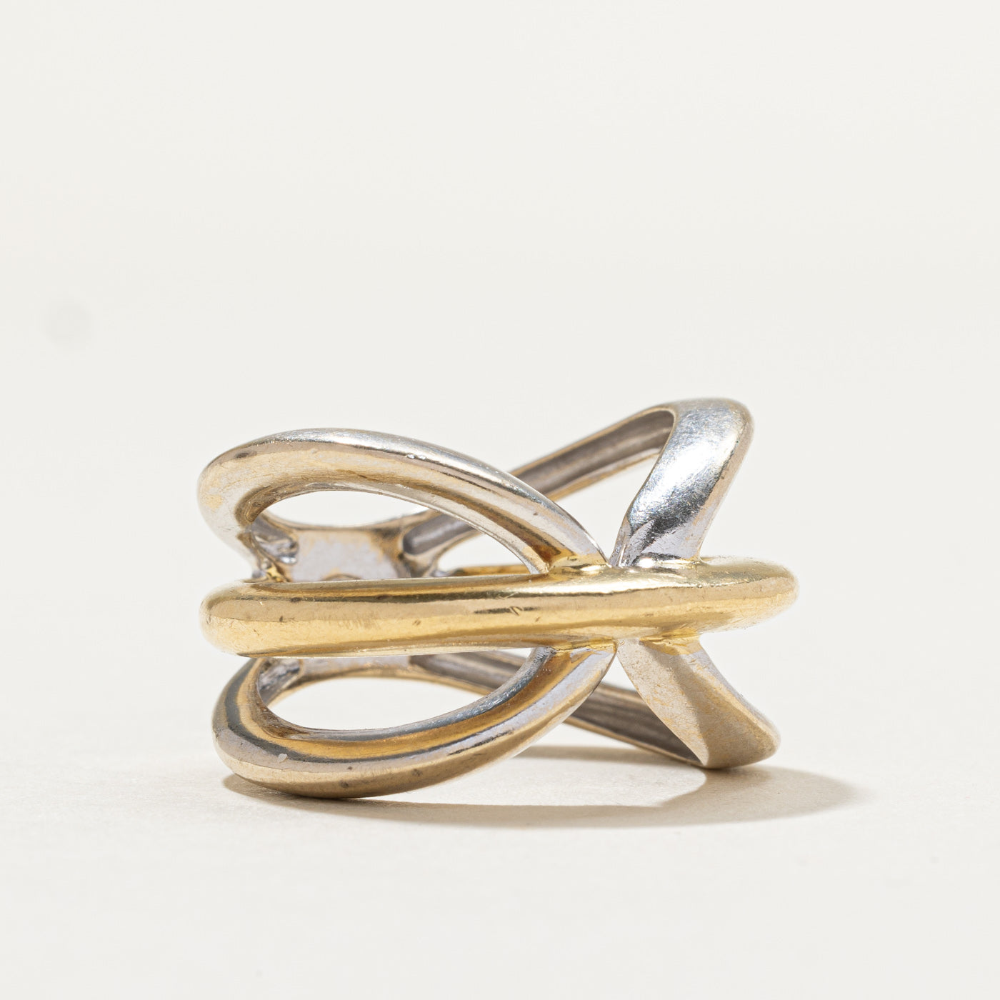 Vintage 18K Two-Tone Gold Abstract Statement Ring - Size 6.75 - Elegant Boho Jewelry for Women - Perfect for Weddings, Parties & Special Occasions