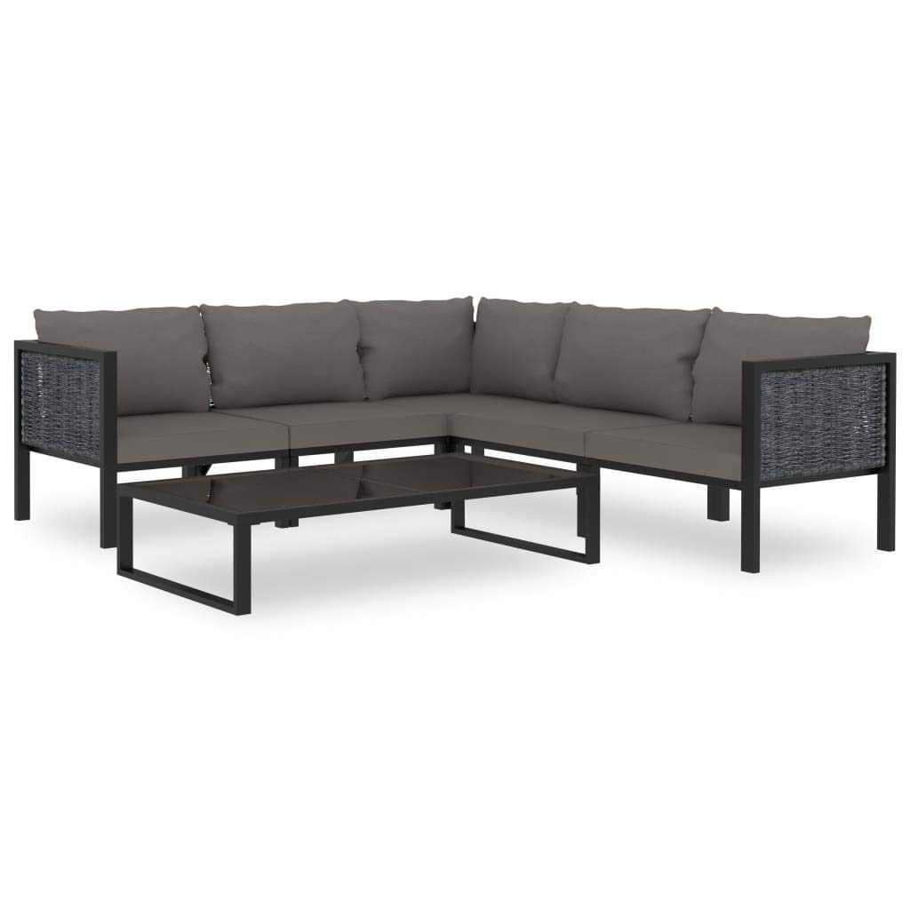 vidaXL 6-Piece Garden Lounge Set with Cushions - Patio, Balcony, Outdoor Seating Furniture - Poly Rattan Sofa & Chair Set in Anthracite - Perfect for Backyard Relaxation, Poolside Lounging, and Outdoor Entertaining