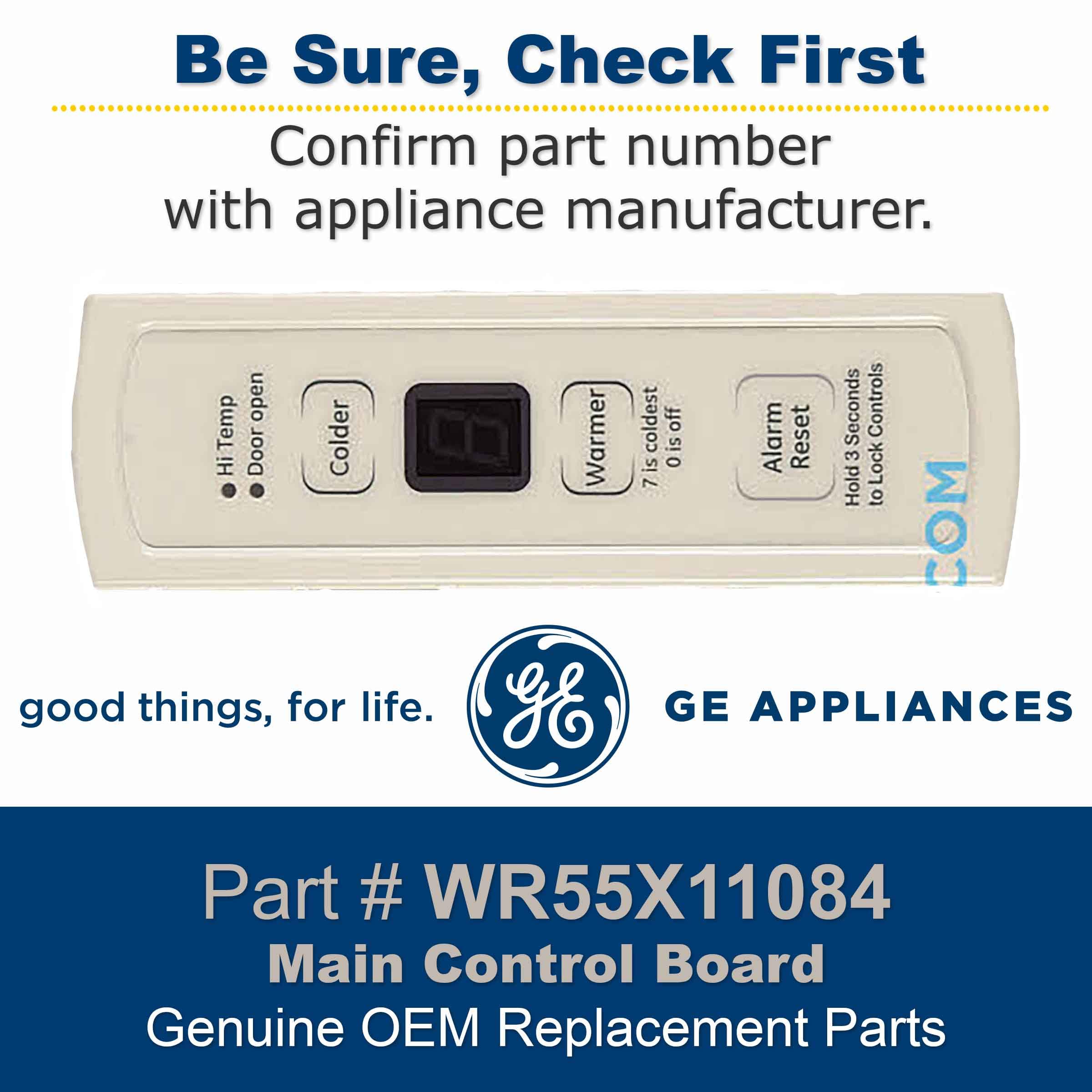 GE WR55X11084 Genuine OEM Main Control Board Assembly (White) - Replacement Part for GE Freezers - Perfect for Refrigerator Repair & Maintenance in Homes & Restaurants