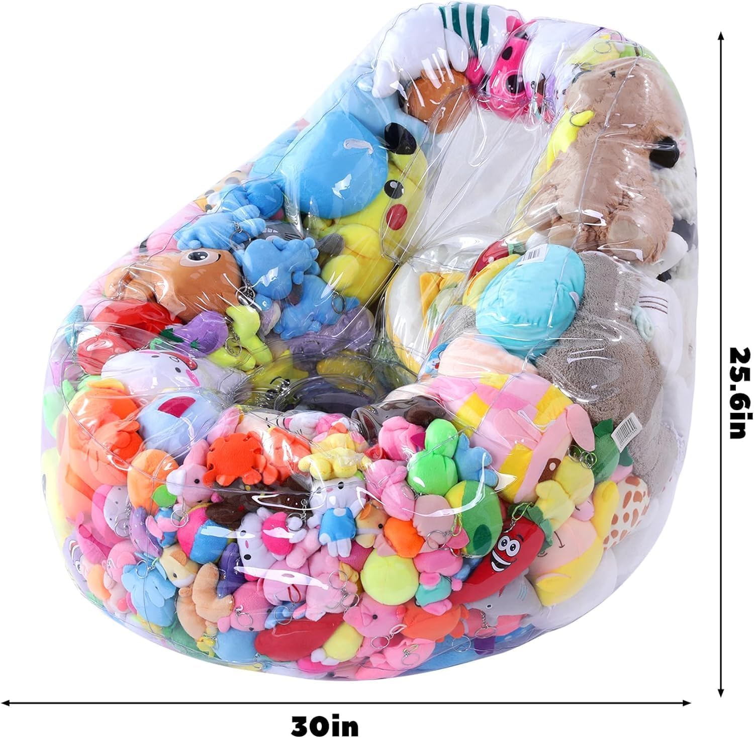 HOMBYS Clear Waterproof Bean Bag Chair Cover for Kids - Extra Large Stuffed Animal Storage Organizer with Zipper, Easy to Clean - Perfect for Playrooms, Bedrooms & Toy Organization