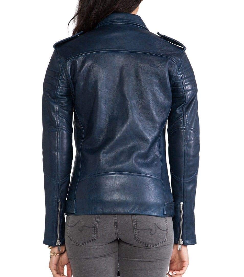 Women's Royal Blue Quilted Leather Bomber Jacket - Stylish Motorcycle Biker Outerwear for Casual Wear & Riding | Fashionable & Durable