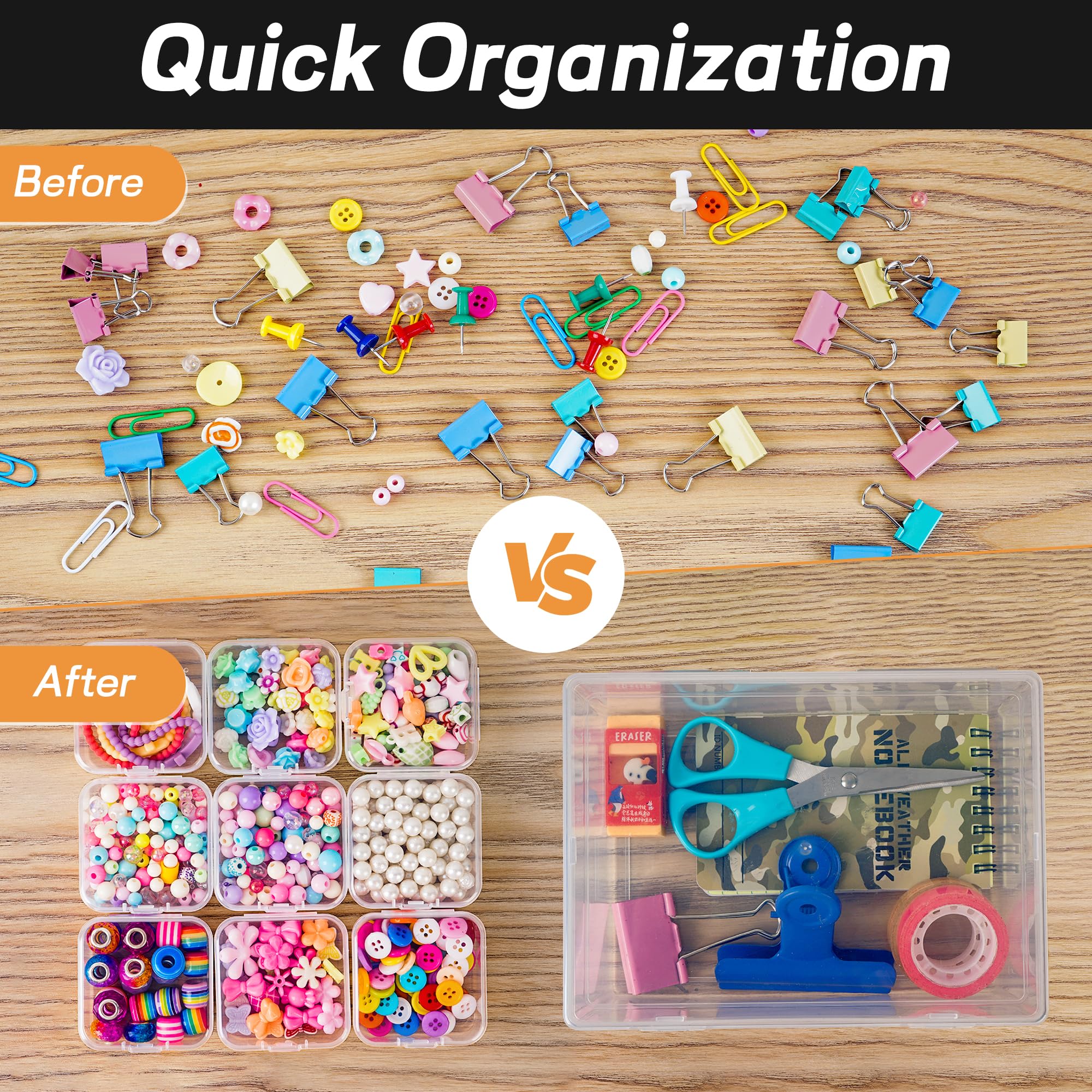 25 Pack Small Plastic Beads Storage Containers Box - Clear Bead Organizer Case with Snap-Tight Hinged Lid for Beads, Jewelry, Crafts, Hardware & Small Items - Perfect for Craft Rooms, Jewelry Making, DIY Projects & Home Organization