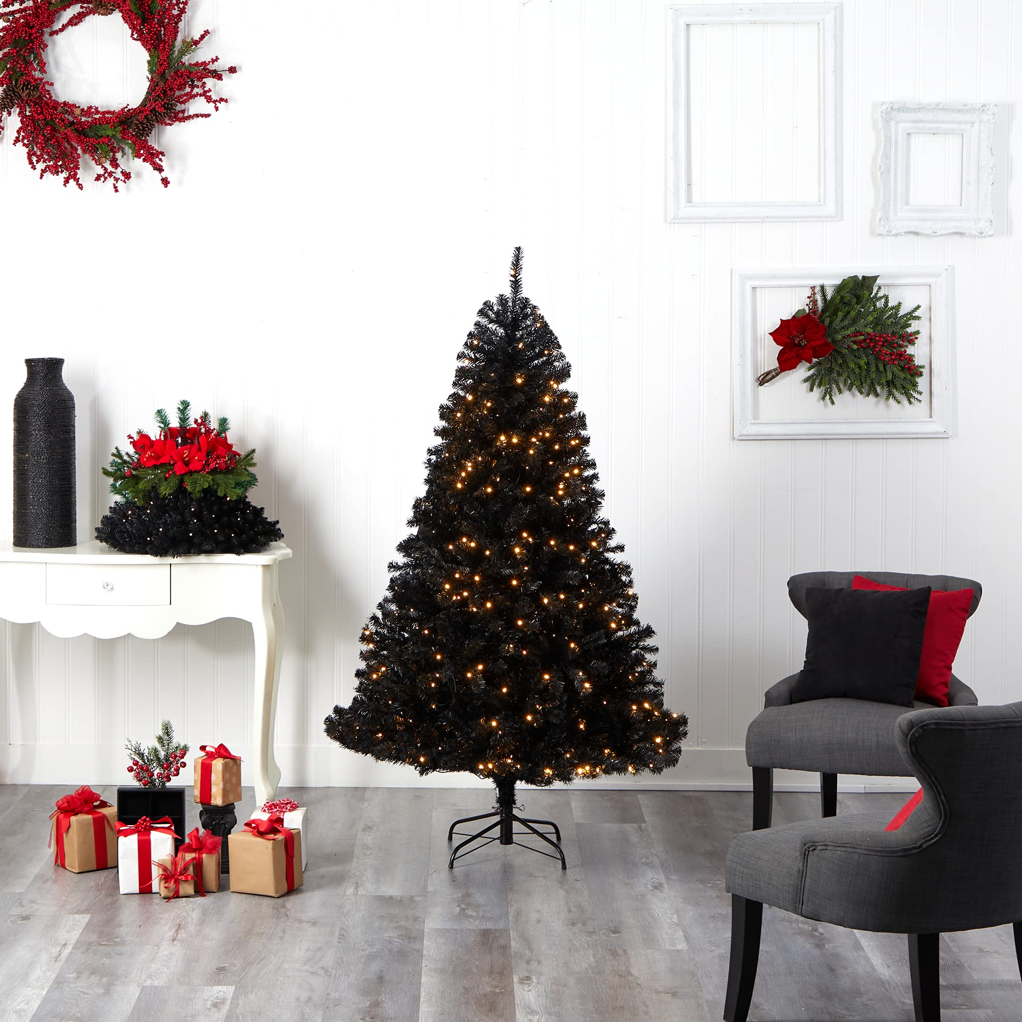 Nearly Natural 6ft Pre-Lit Artificial Christmas Tree with 400 Clear LED Lights & 1036 Tips - Perfect for Home, Office & Holiday Decorations