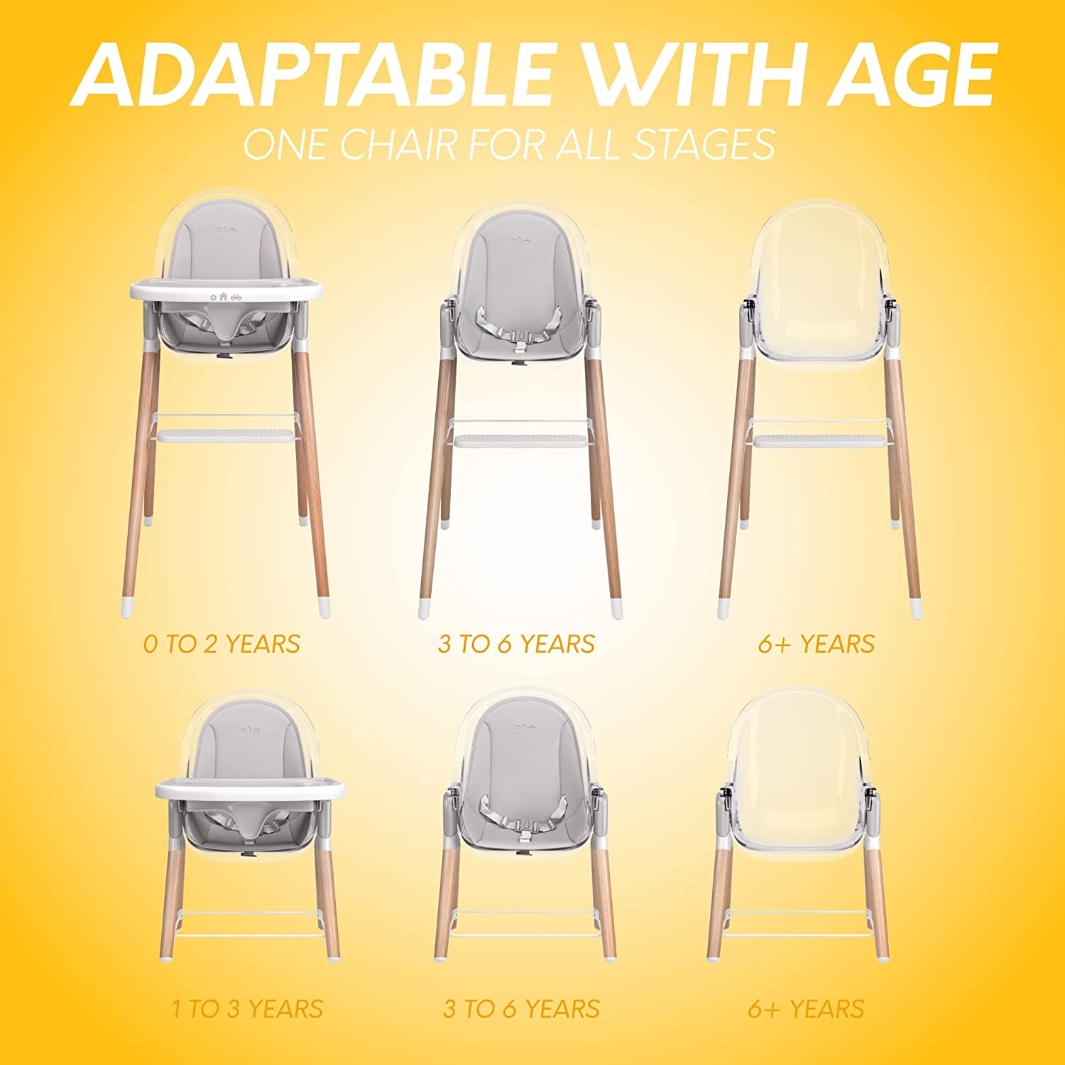 Premium Deluxe High Chair for Babies & Toddlers with Removable Cushion - Adjustable Height & Easy Clean for Dining, Feeding & Playtime