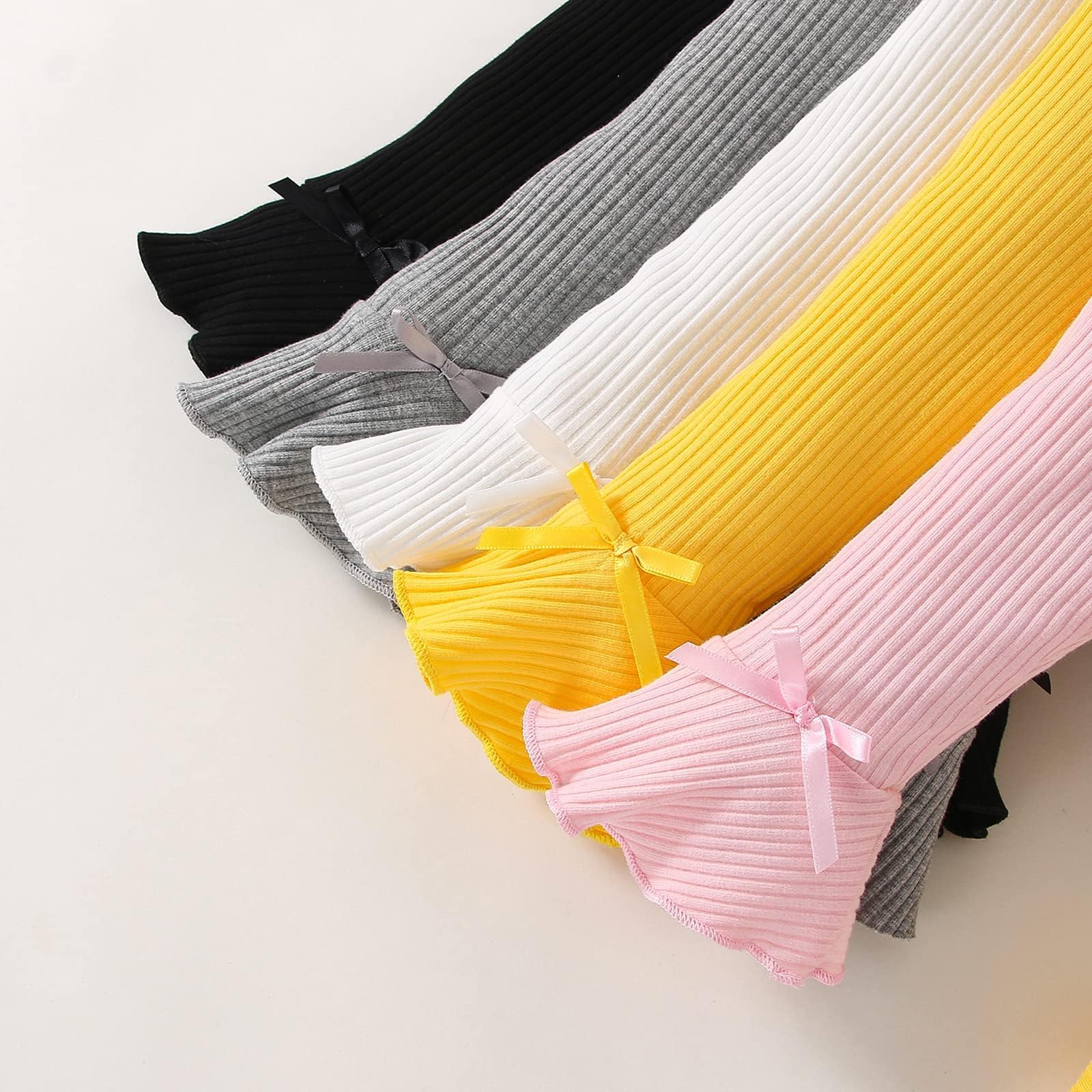 **Stretchy Flare Pants for Toddler & Baby Girls - Soft Fleece Leggings with Ruffles (5-Pack) - Perfect for Playtime, Daycare & Winter Outfits**