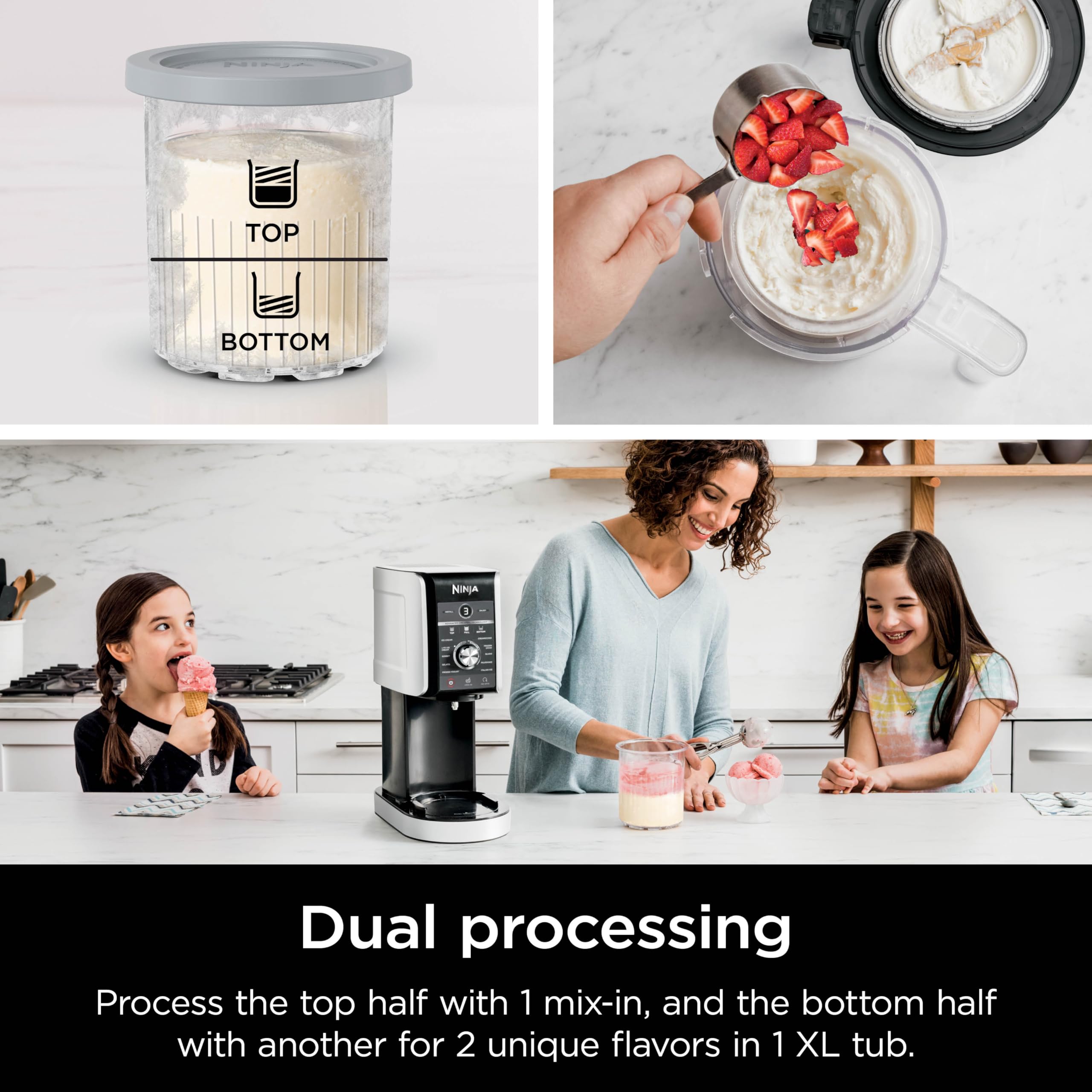 Ninja NC501 CREAMi Deluxe 11-in-1 Ice Cream Maker Machine - Make Homemade Ice Cream, Sorbet, Milkshakes & Frozen Treats with 11 Programs | Includes 2 XL Family-Size Pint Containers | Perfect for Kids & Family Desserts | Silver | Great for Parties, Summer Treats & Healthy Snacks