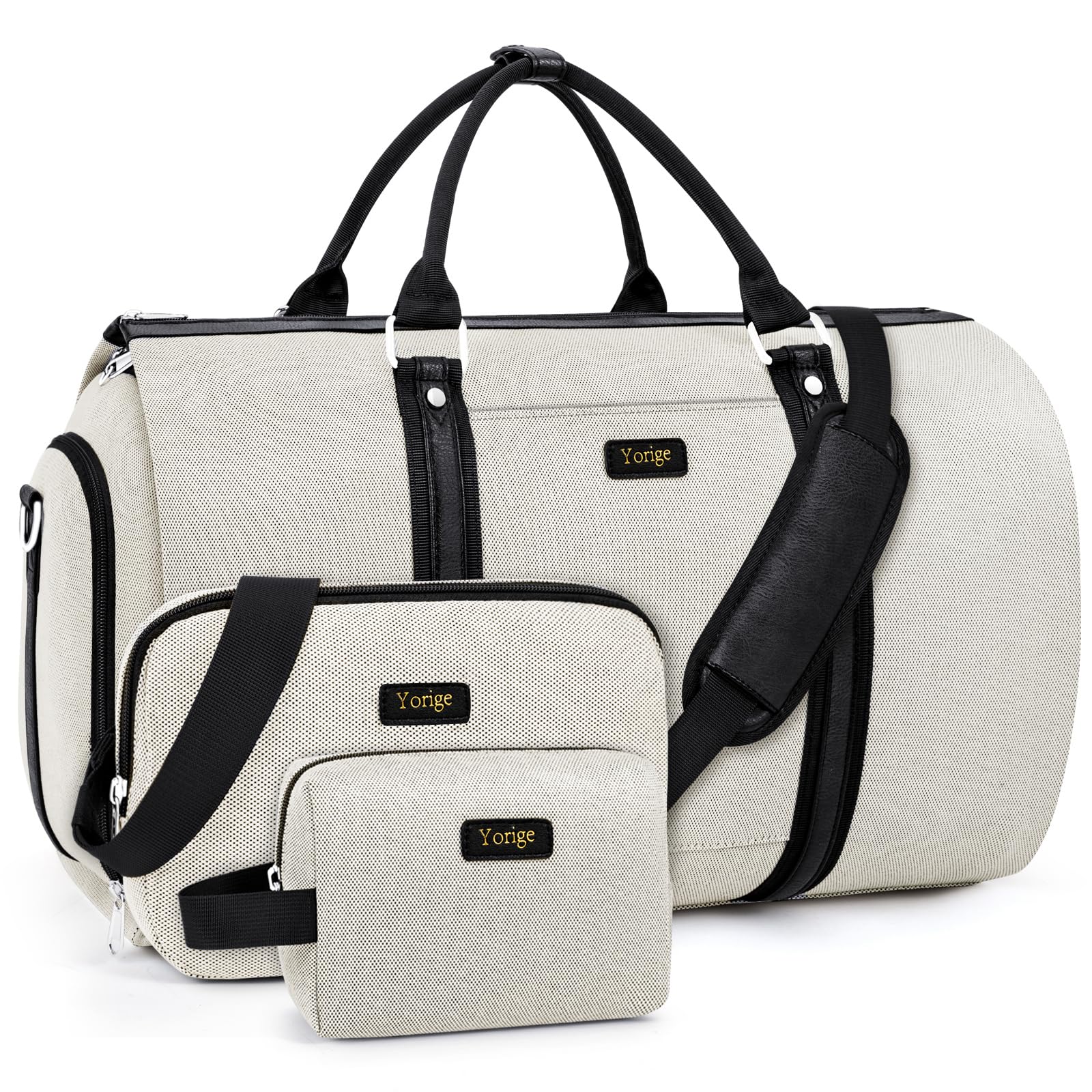 2-in-1 Convertible Travel Garment Duffle Bag Set for Men & Women - Carry On Hanging Suit Dress Clothes Organizer with Detachable Crossbody Bag (4-Piece) - Perfect for Business Trips, Gym & Weekend Getaways