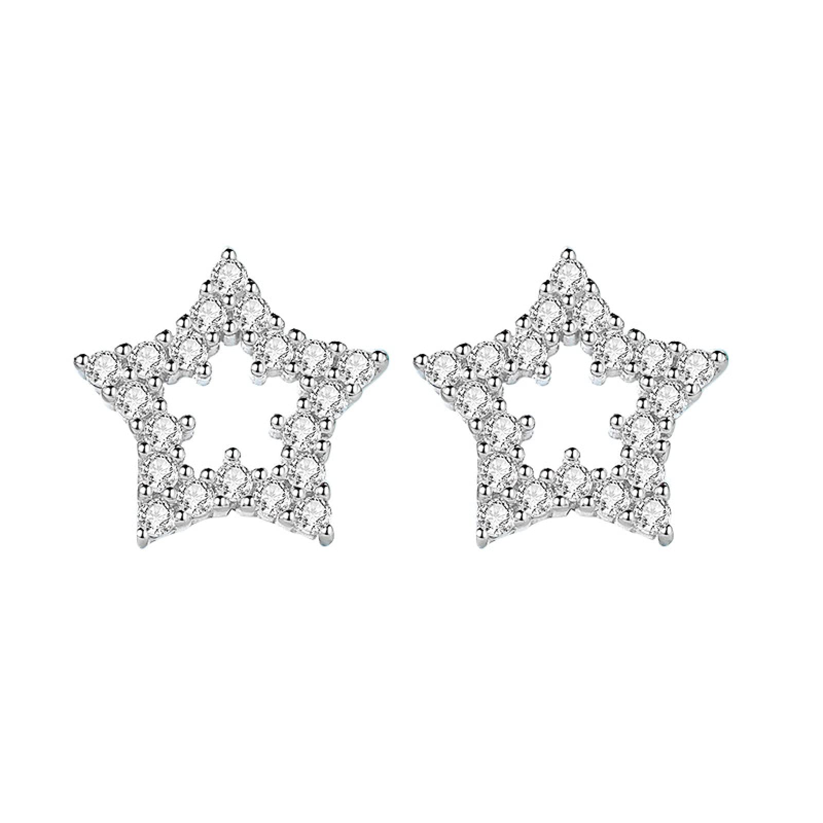 LCSD Women's S925 Sterling Silver Star Earrings – Mini Pentagram Studs with Zircon Diamonds | Trendy & Versatile Jewelry for Everyday Wear, Parties & Gifts