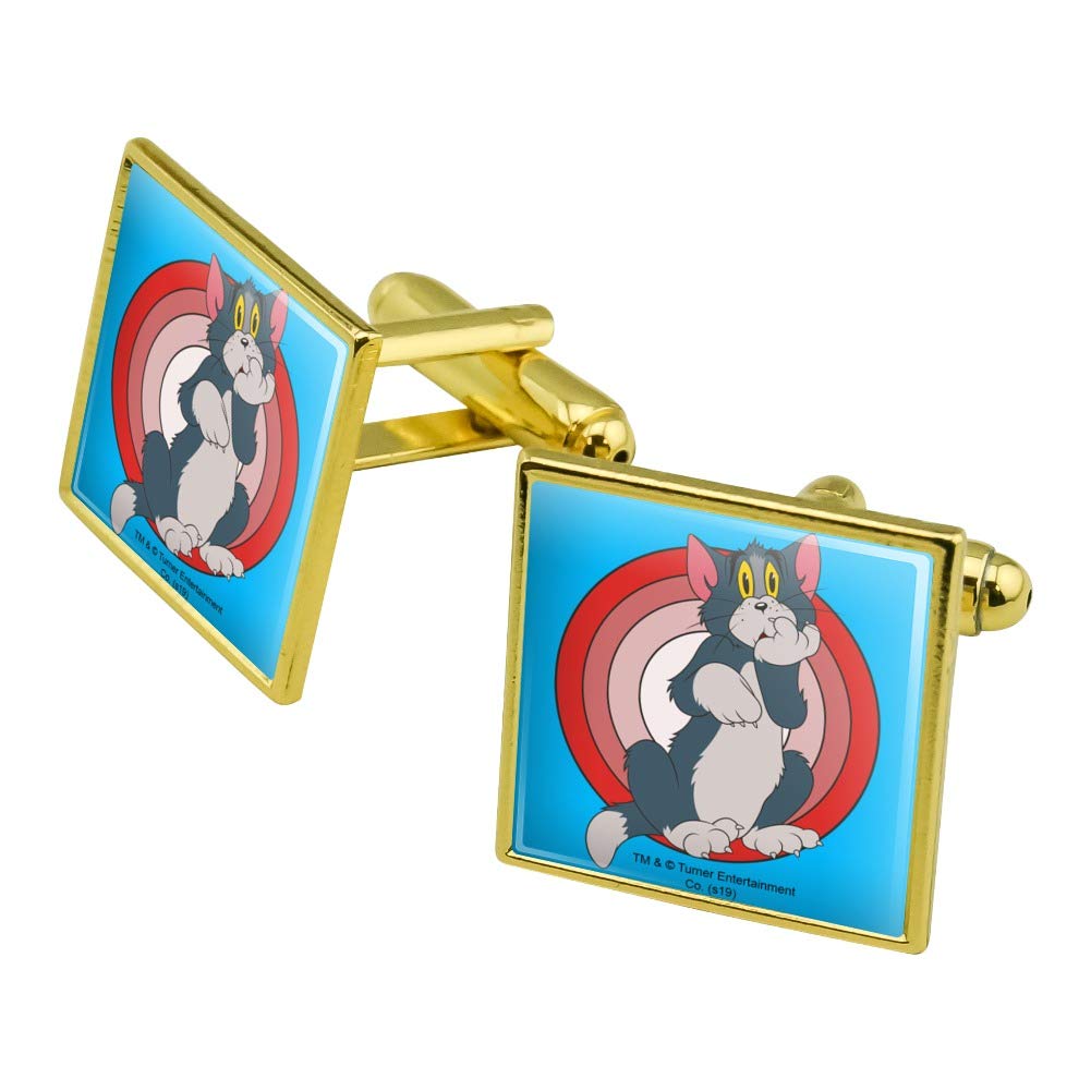 Tom and Jerry Character Silver or Gold Square Cufflinks Set for Men - Formal Wear, Wedding, Business Attire, Gift for Him