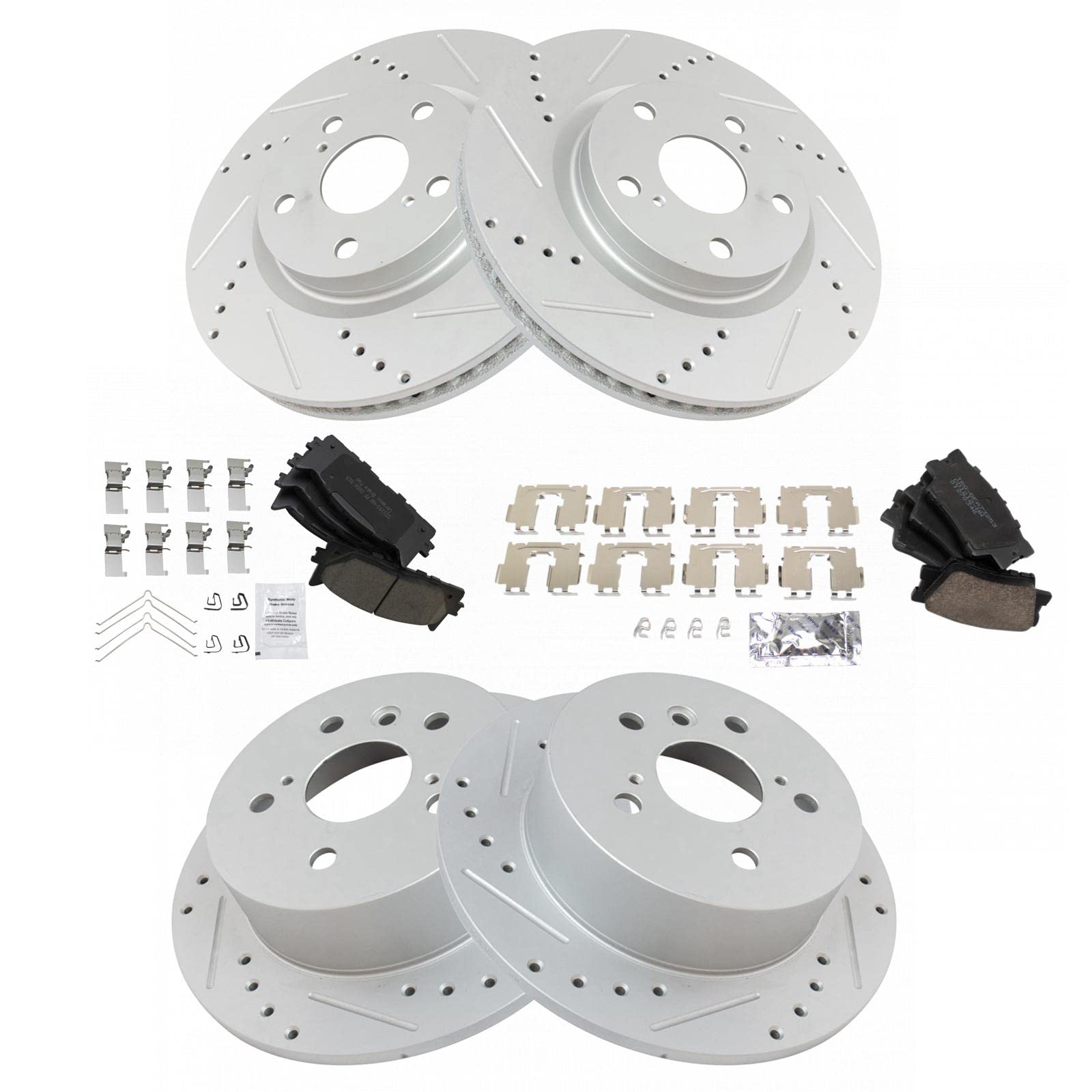 High-Performance Brake Rotor Kit - Drilled & Slotted Front & Rear Discs with Ceramic Pads | Perfect for Racing, Off-Road & Daily Driving