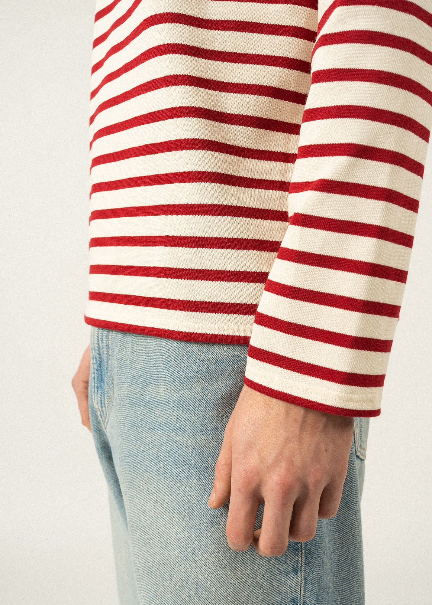 Original Breton Shirt for Men | Heavyweight Cotton Long Sleeve Striped Top | Classic French Navy Style | Perfect for Casual Wear, Travel & Beach Outfits (ECRU/MAROON)
