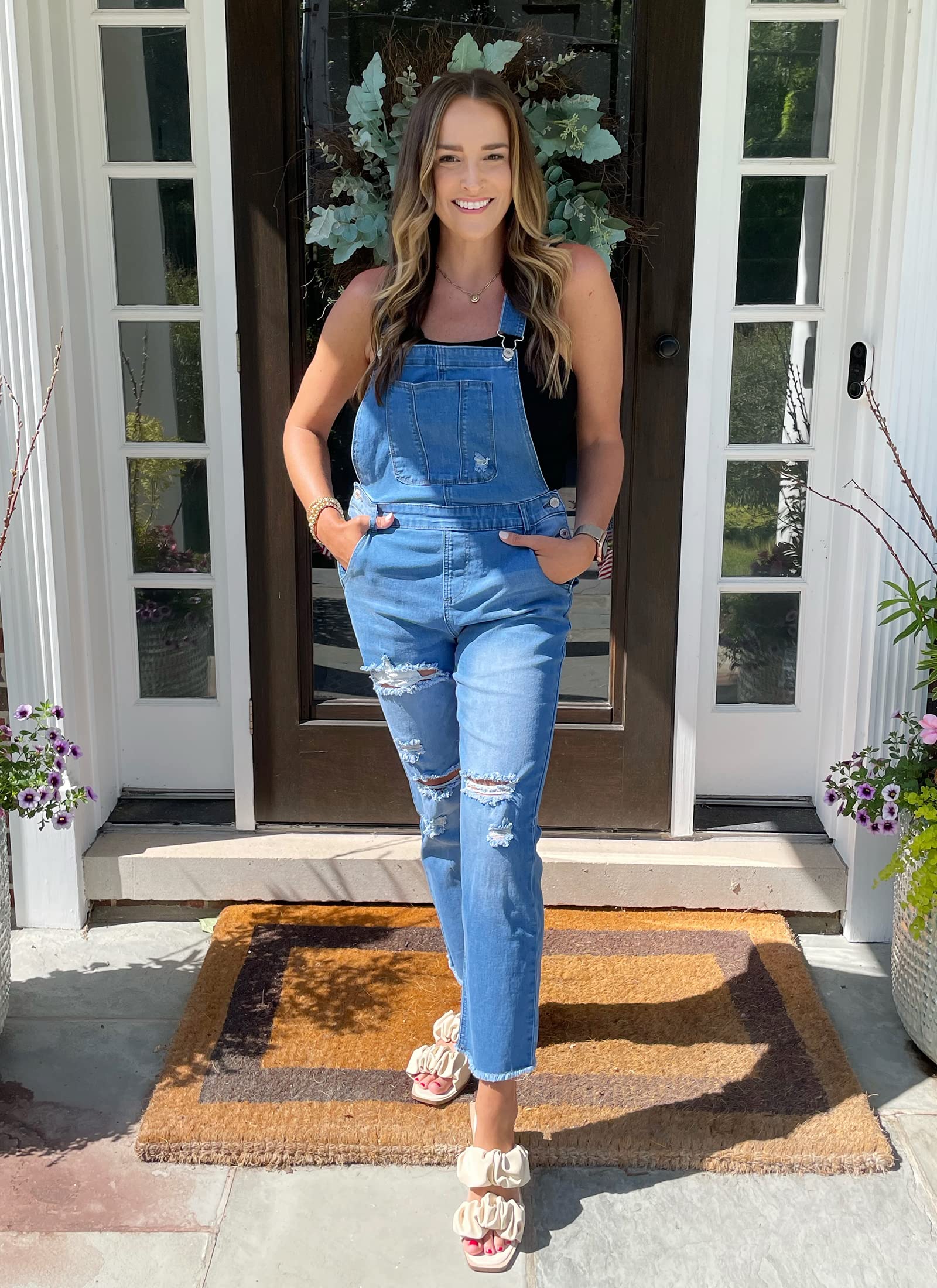 Luvamia Women's Casual Stretch Adjustable Denim Bib Overalls - High Waist Comfort Jeans Pants Jumpsuit for Work, Outdoor & Daily Wear
