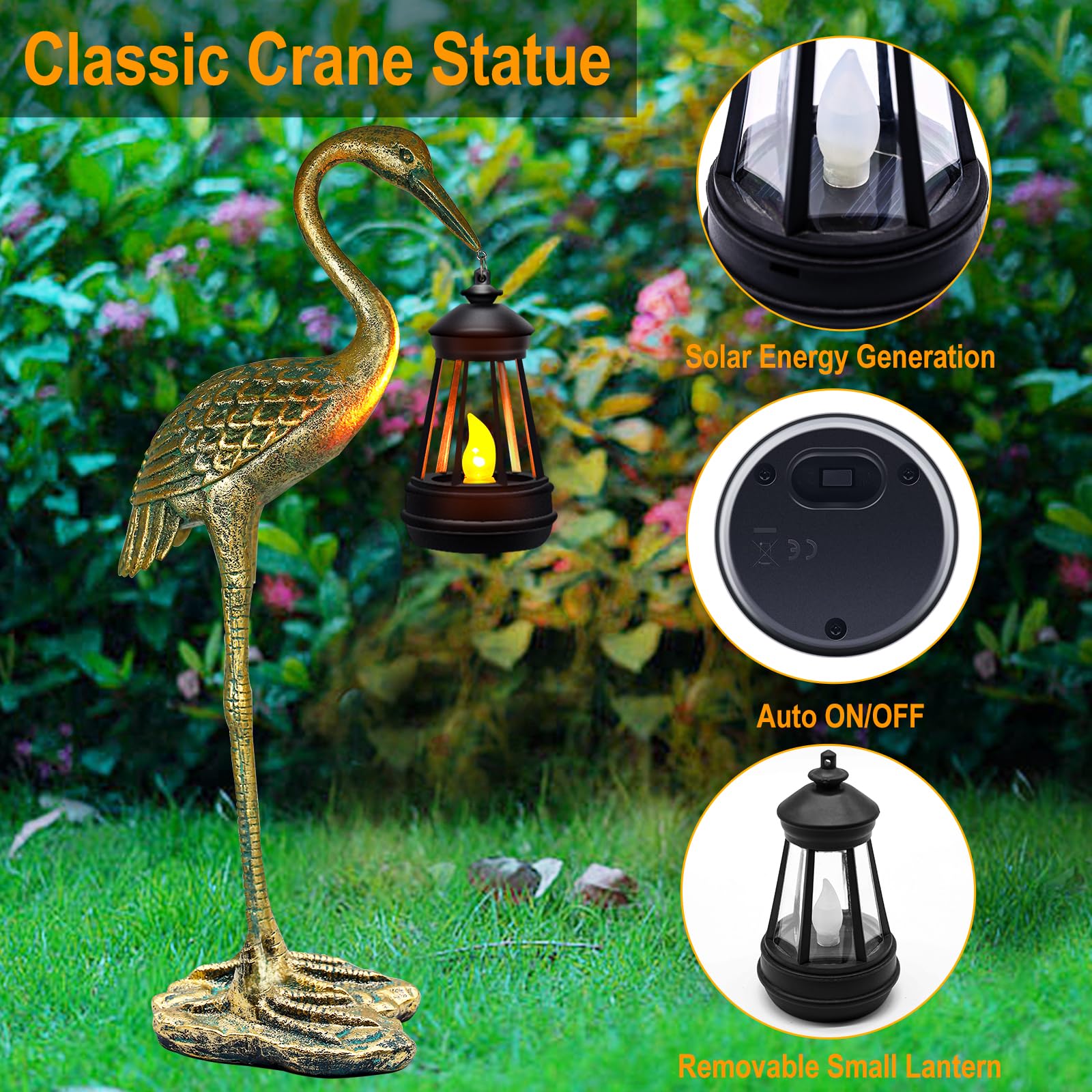 Solar Powered Garden Statue - Blue Heron Crane Sculpture with LED Lights, Outdoor Hanging Solar Lantern for Patio, Yard, Lawn & Porch Decor | Perfect Christmas Gift for Mom, Women & Mother's Day | Weather-Resistant Garden Art for Nighttime Ambiance