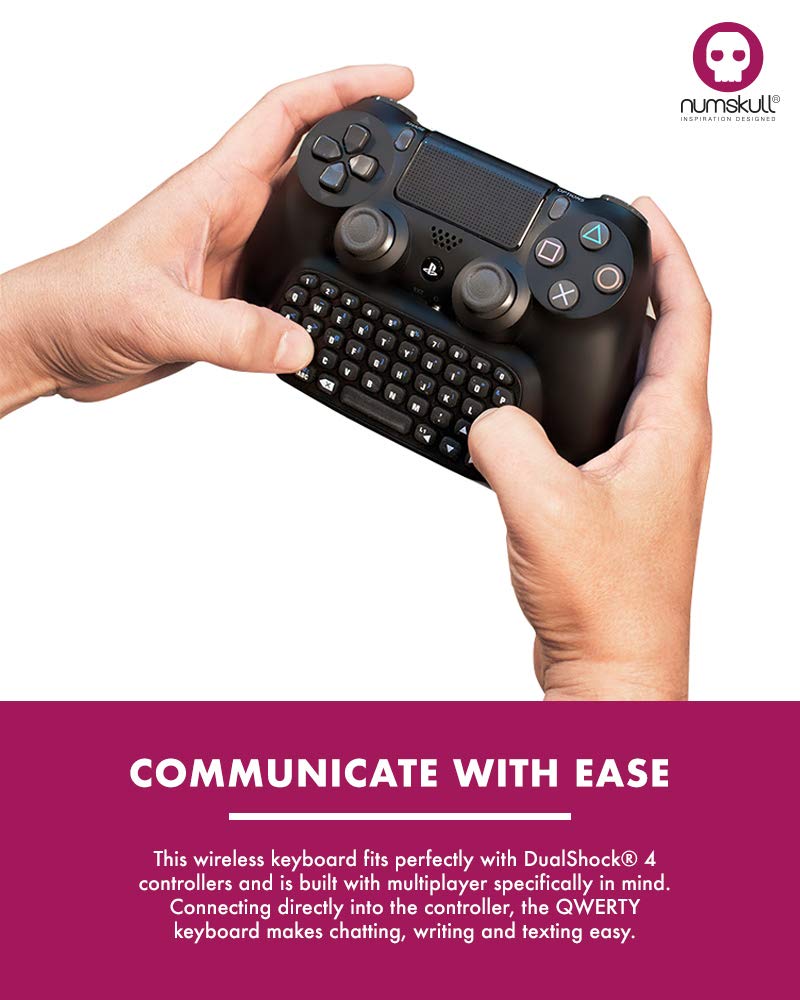 Numskull Sony PlayStation 4 Bluetooth Wireless Mini Keyboard - Wireless Chat Pad with Built-in Speaker for PS4 DualShock 4 Controller - Perfect for Gaming, Streaming & Voice Chat