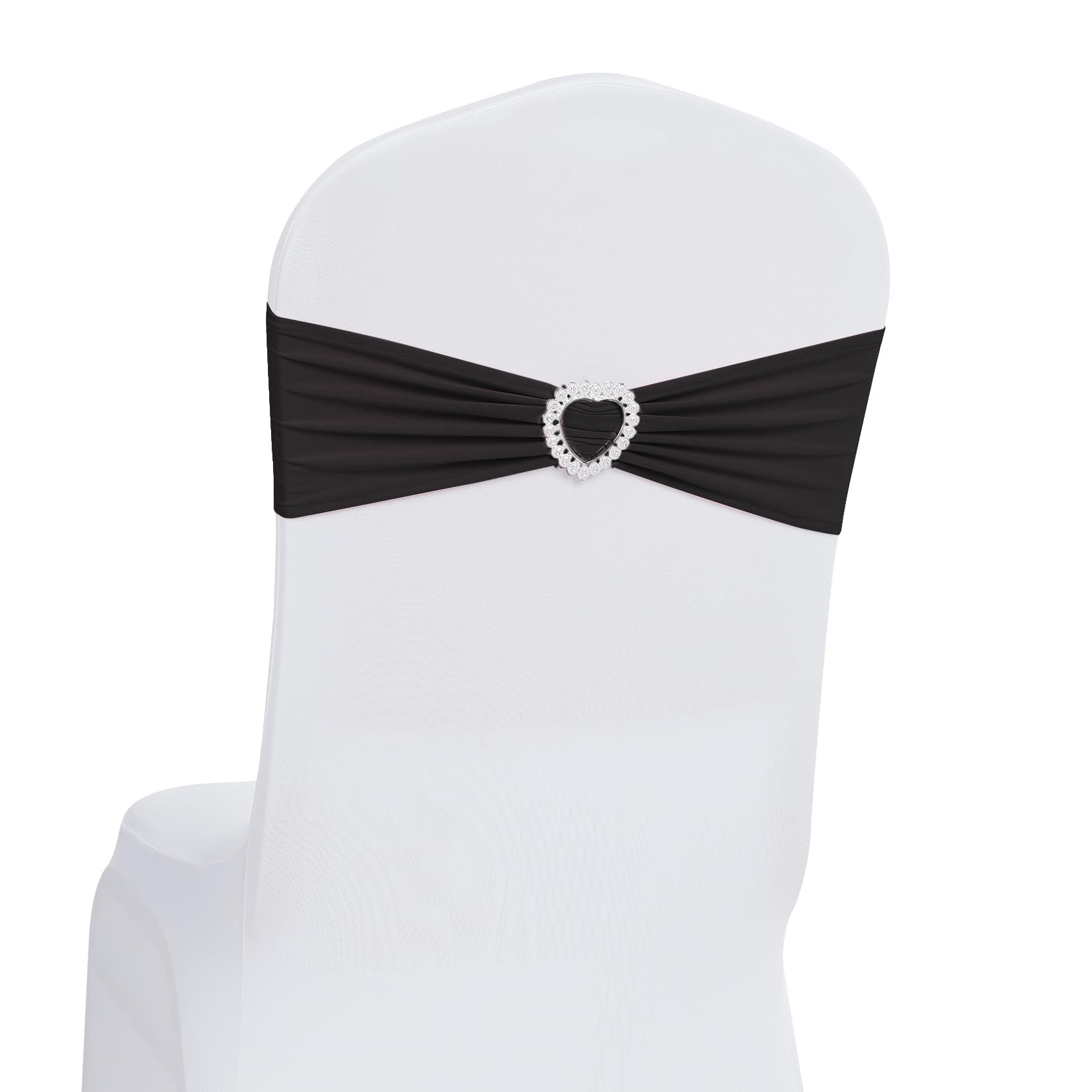 Howhic 30-Pack Stretch Spandex Chair Sashes with Buckle Slider - Universal Elastic Chair Bands for Wedding, Banquet, Party & Event Decorations (Black) | Perfect for Chair Covers, Table Settings & Venue Decor