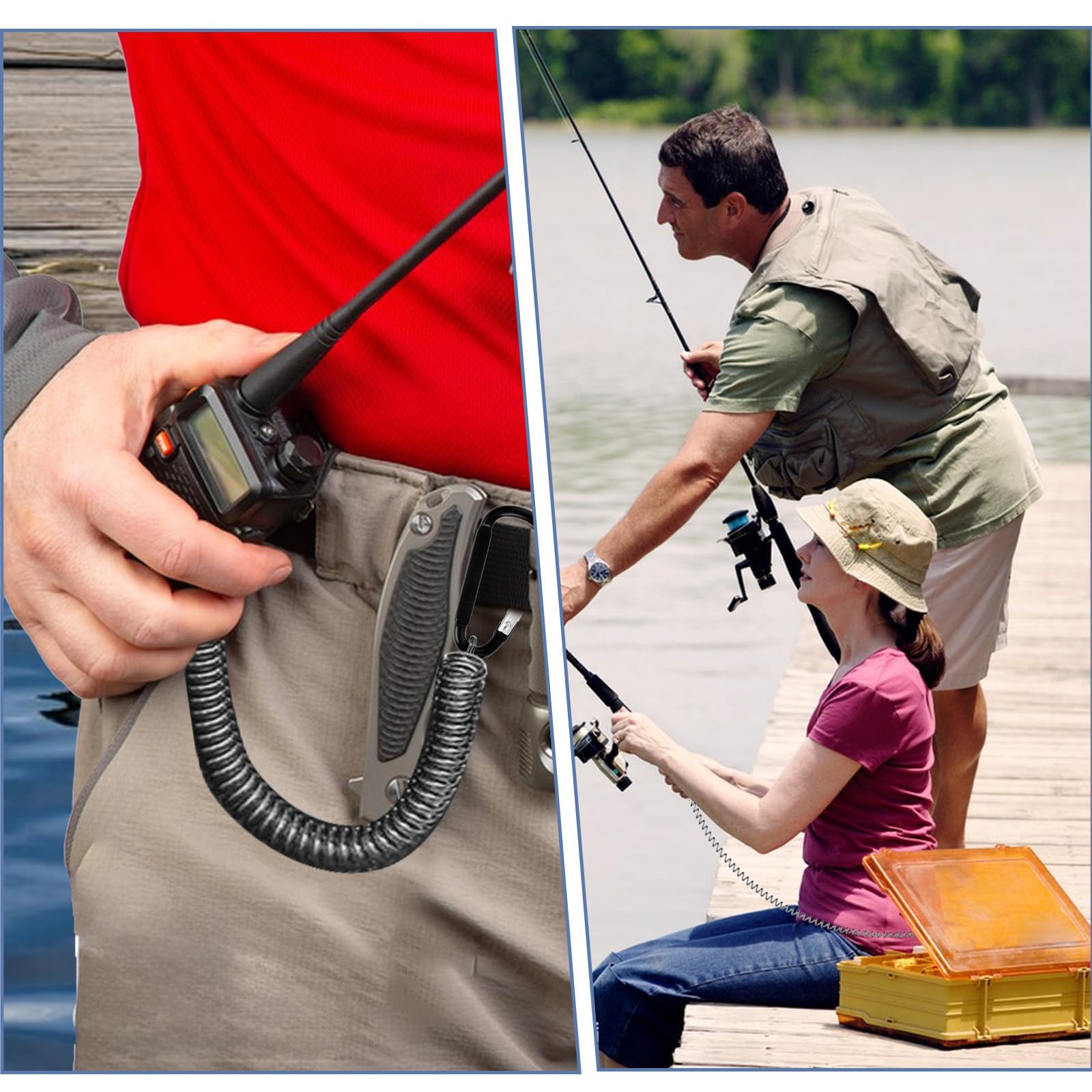 6 PCS Black Fishing Lanyards - Heavy Duty Retractable Coil for Boating & Kayaking