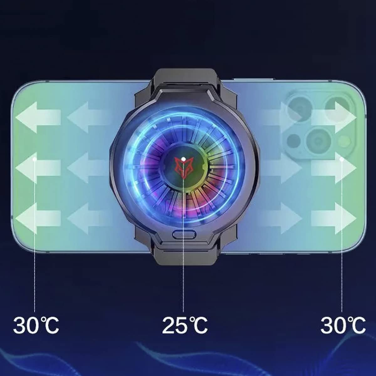 RGB Phone Cooler for Gaming - Portable Cell Phone Fan Cooler S02 with LED Lights | Keep Your Phone Cool During Intense Gaming & Streaming Sessions