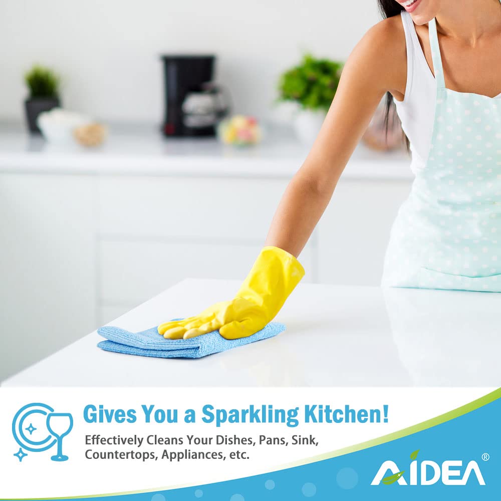 AIDEA 24-Pack Blue Microfiber Cleaning Cloths - Super Soft, Highly Absorbent, Lint-Free Reusable Cleaning Rags for Kitchen, Car, Windows, Dishes (11.5