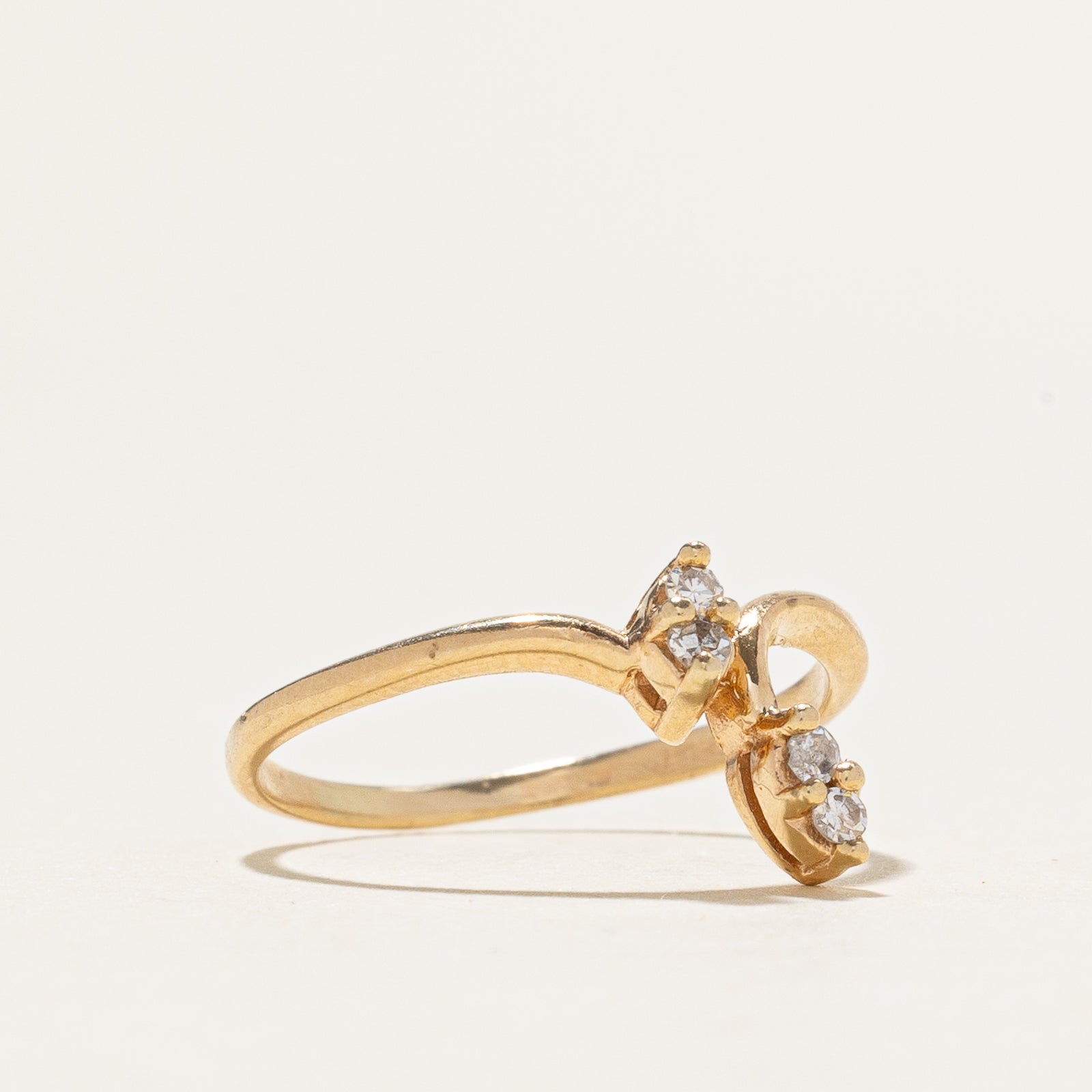 0.06ctw Diamond Chevron Ring for Women - Size 4.25 | Elegant Stackable Band for Engagement, Wedding, Anniversary & Everyday Wear