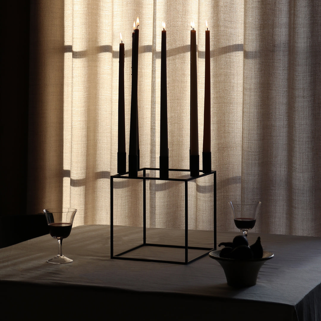 Kubus 8 Modern Glass Candle Holder Set - Elegant Home Decor for Wedding, Dining Table Centerpiece & Romantic Ambiance