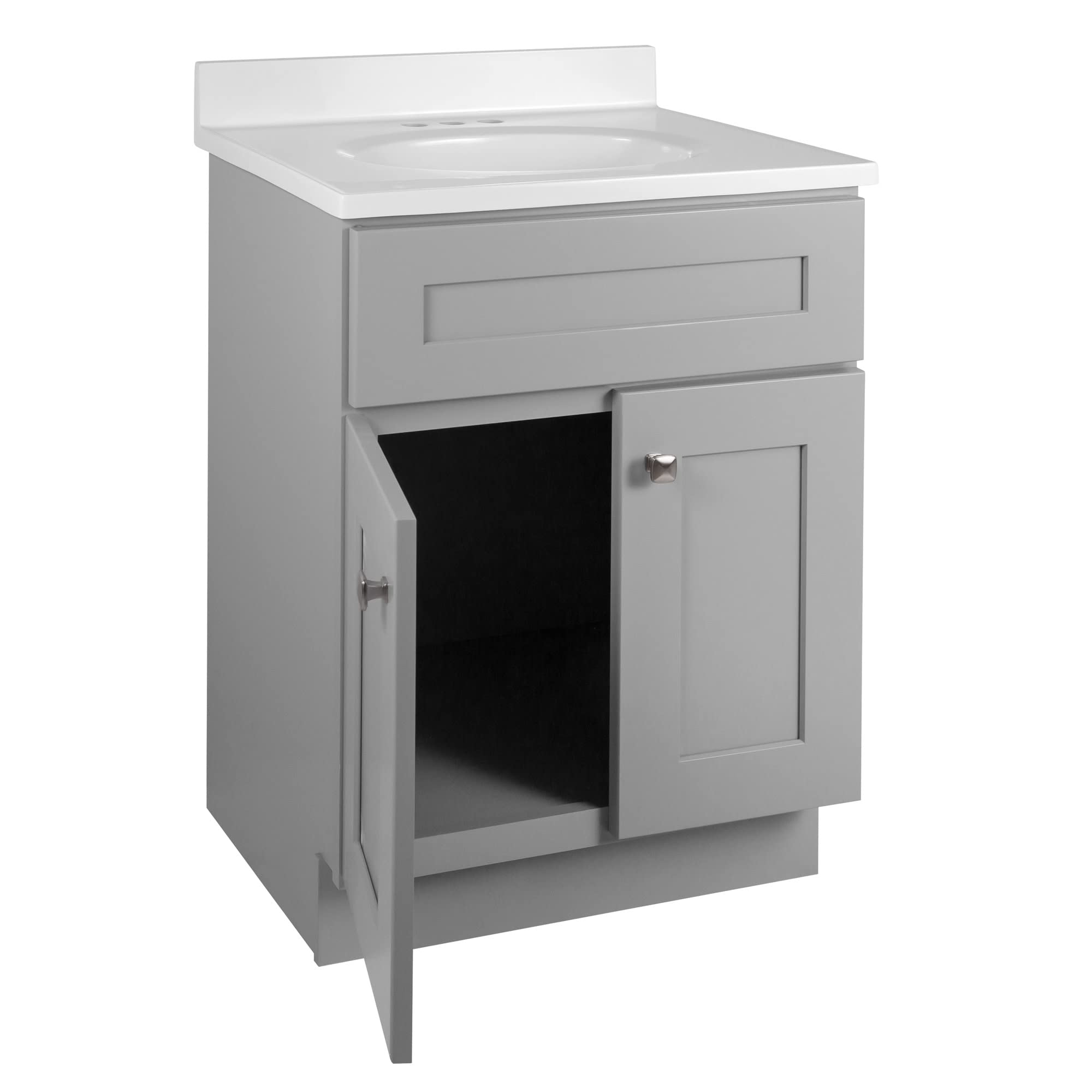 25 Inch Bathroom Vanity with Sink Top - Ready to Assemble Gray Painted Modern Vanity Set by Design House 597526 - Perfect for Small Bathrooms & Powder Rooms