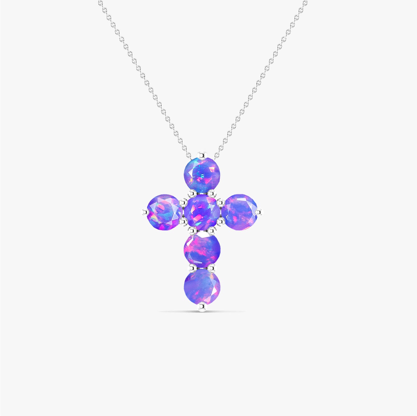 Lavender Opal Gemstone Cross Pendant Necklace - Elegant Purple Opal Jewelry for Women - Perfect for Gifts, Weddings & Special Occasions