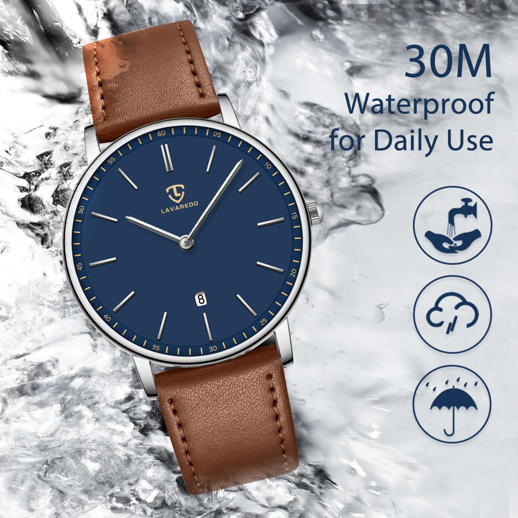BEN NEVIS Men's Minimalist Analog Watch with Date Display & Genuine Leather Strap - Stylish Casual & Business Wristwatch for Office, Dating & Everyday Wear