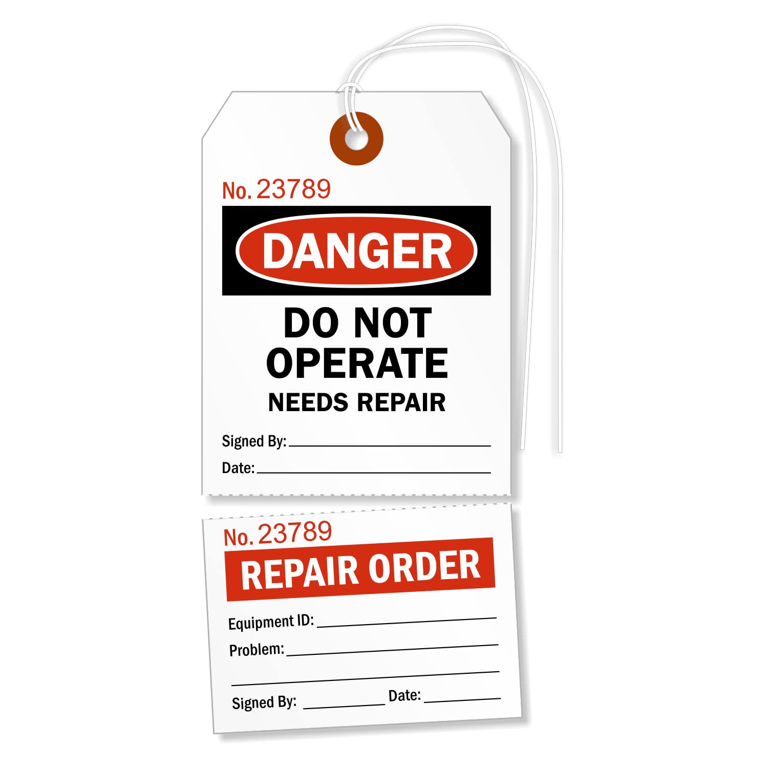 SmartSign Do Not Operate Repair Safety Tags - 2-Sided Tear-Stub Design (2.875