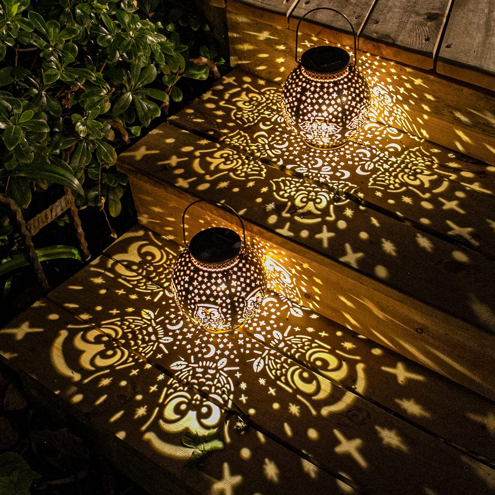 Solar Powered Owl Lanterns - Waterproof Outdoor Hanging Lights for Garden, Patio, Pathway, Balcony & Yard Decor (2 Pack) | Perfect for Evening Gatherings, Landscape Lighting & Romantic Ambience