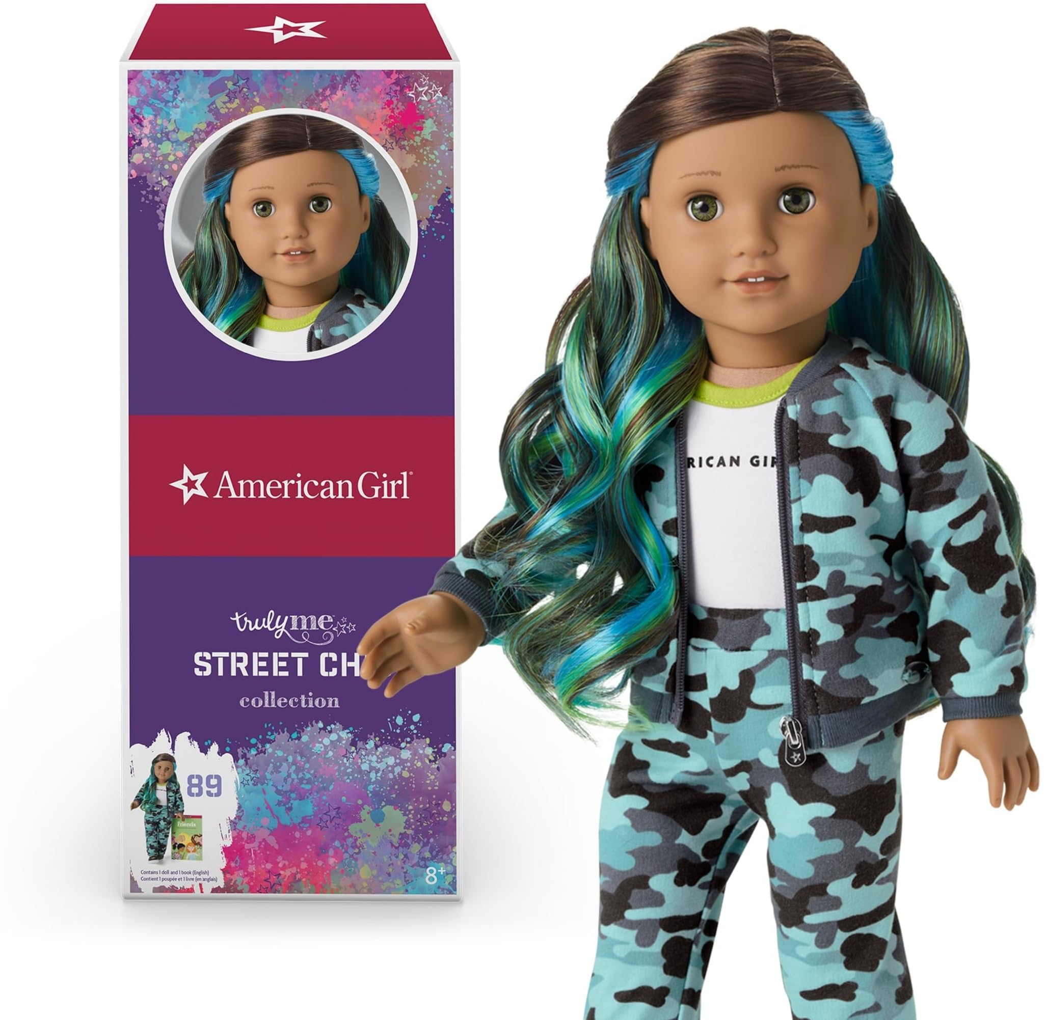 American Girl Truly Me 18-inch Doll #89 with Hazel Eyes, Brown Hair & Highlights, Tan Skin in Camo Outfit - Perfect Gift for Girls Age 6+ | Pretend Play, Birthday Present, Collectible Doll for Kids