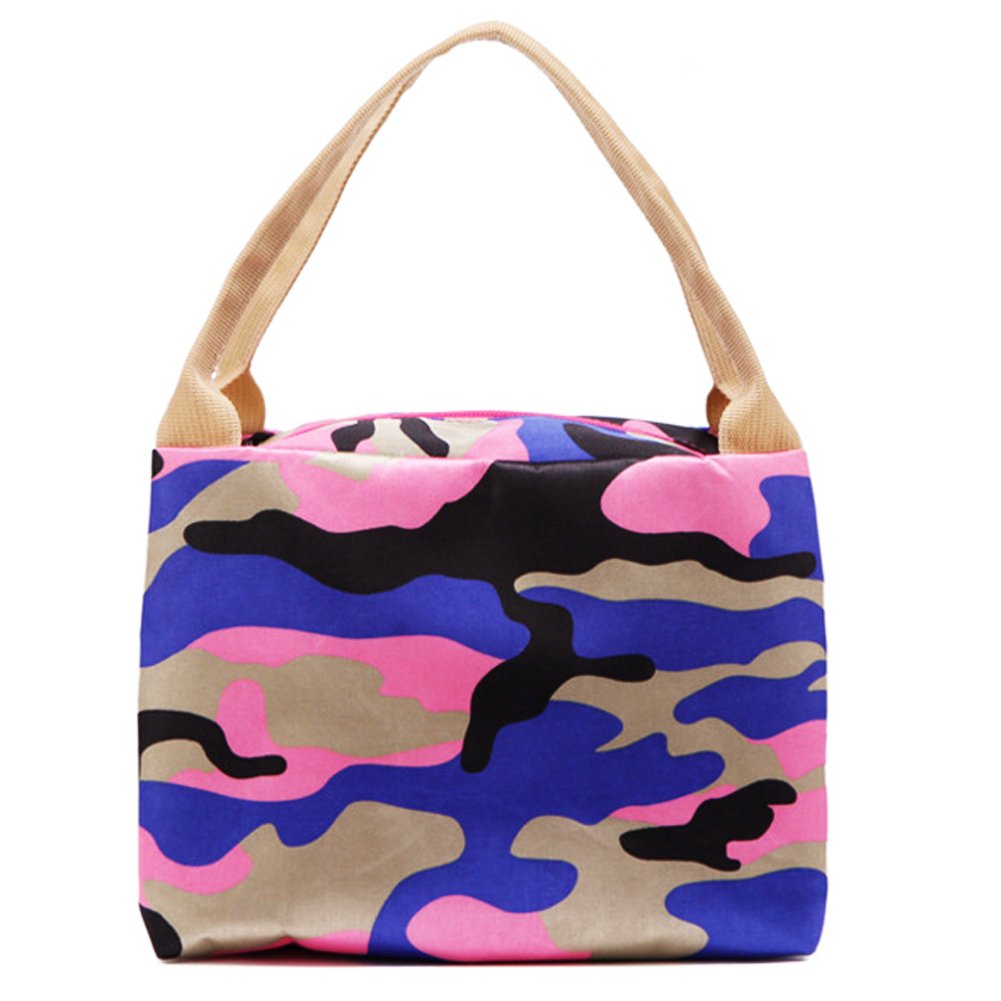 LEFV™ Insulated Lunch Bag - Reusable Purple Camouflage Tote for Work, School & Picnic | Zippered Food Container & Grocery Organizer | Perfect for Meal Prep, Travel & Makeup Storage