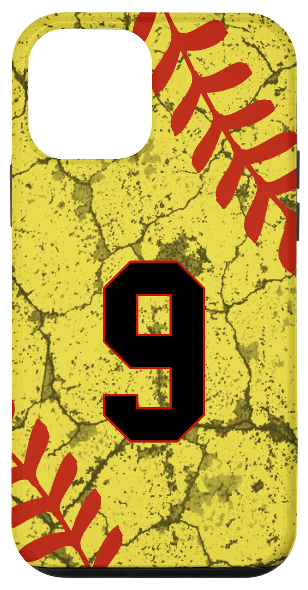 iPhone 12 Mini Softball Case - Vintage Retro Design with Number #9 - Perfect Gift for Softball Lovers - Ideal for Games, Practices & Everyday Use