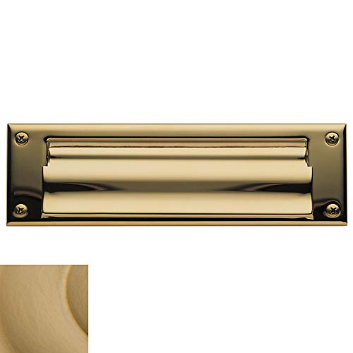 Vintage Brass Baldwin 0015033 Mailbox Letter Plate - Classic Door Mail Slot Cover for Traditional & Victorian Home Entryways