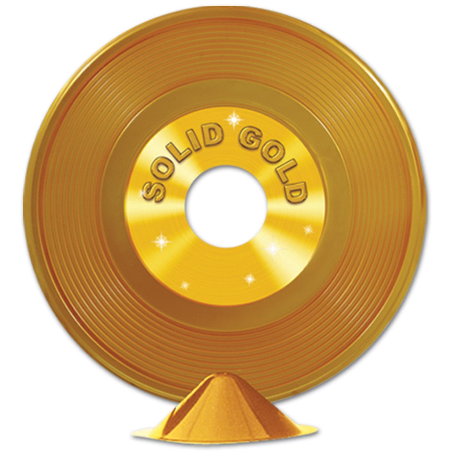 12 Pack Beistle Gold Plastic Record Party Centerpieces - Vintage Vinyl Decor for Birthday, Wedding, Anniversary & Music Theme Parties - Perfect for Table Decorations, Wall Hangings and Photo Backdrops