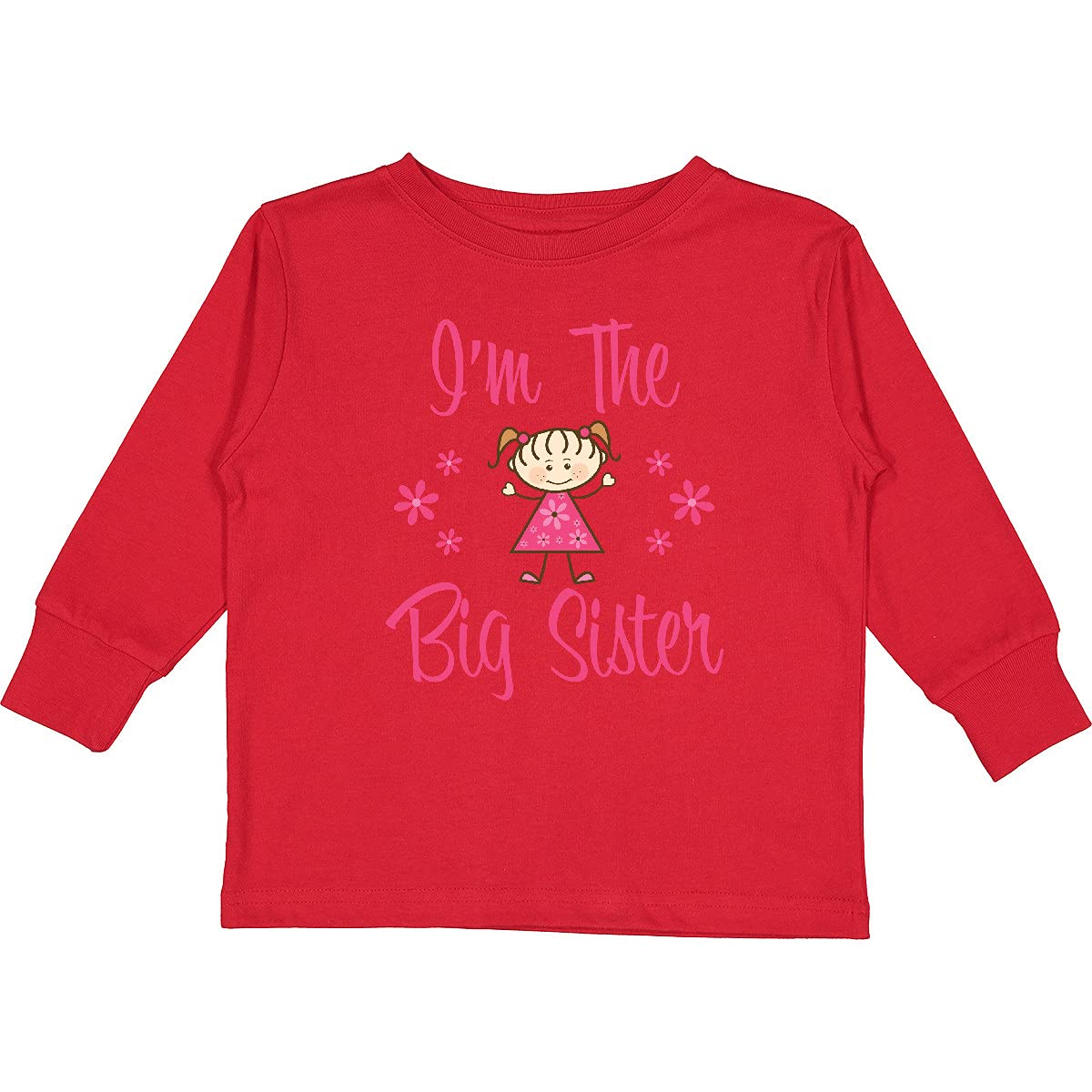 Inktastic Big Sister Toddler Long Sleeve T-Shirt - Cute Sibling Matching Outfit for Family Photos & Special Occasions